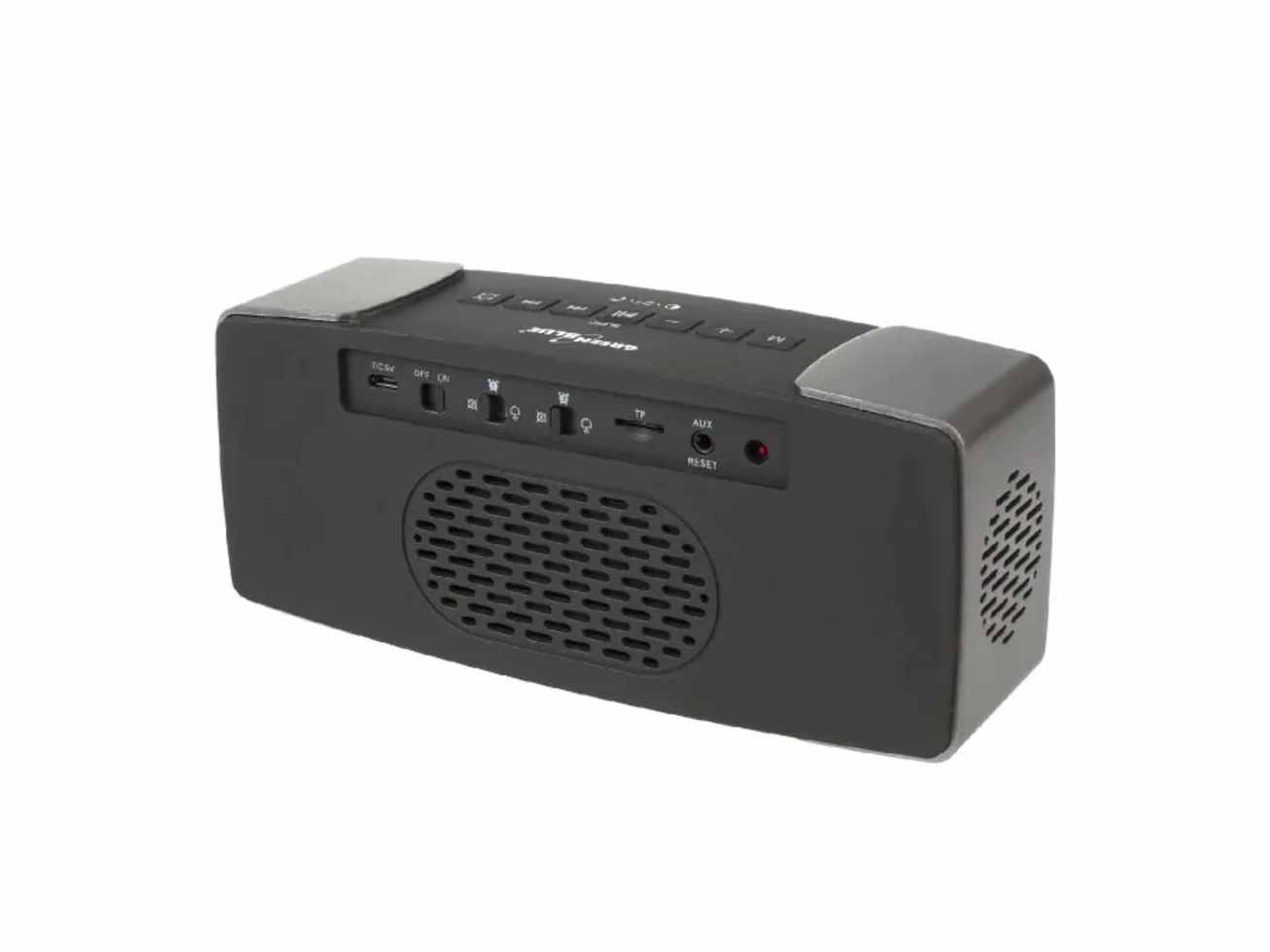 Green Blue GB200 radio z zegarkiem, radio z wyświetlaczem lustrzanym, termometrem, AUX-IN, czytnik kart SD, podwójny alarm, funkcja drzemki, 2200 mAh, UKW (czarny)