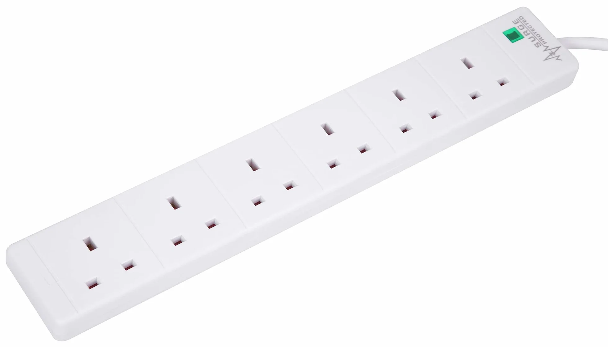 PRO ELEC PELB1703 Przedłużacz 6-rzędowy z ochroną przeciwprzepięciową, biały, 5 m