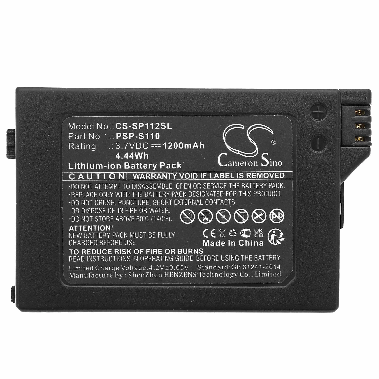 CS-SP112SL Bateria 1200mAh kompatybilny z [Sony] Lite, PSP 2th, PSP-2000, PSP-2001, PSP-2002, PSP-2003, PSP-2004, PSP-2005, PSP-2006, PSP-2007, PSP-2008, PSP-3000, PSP-3001, PSP-3002, PSP-3003, PSP-3