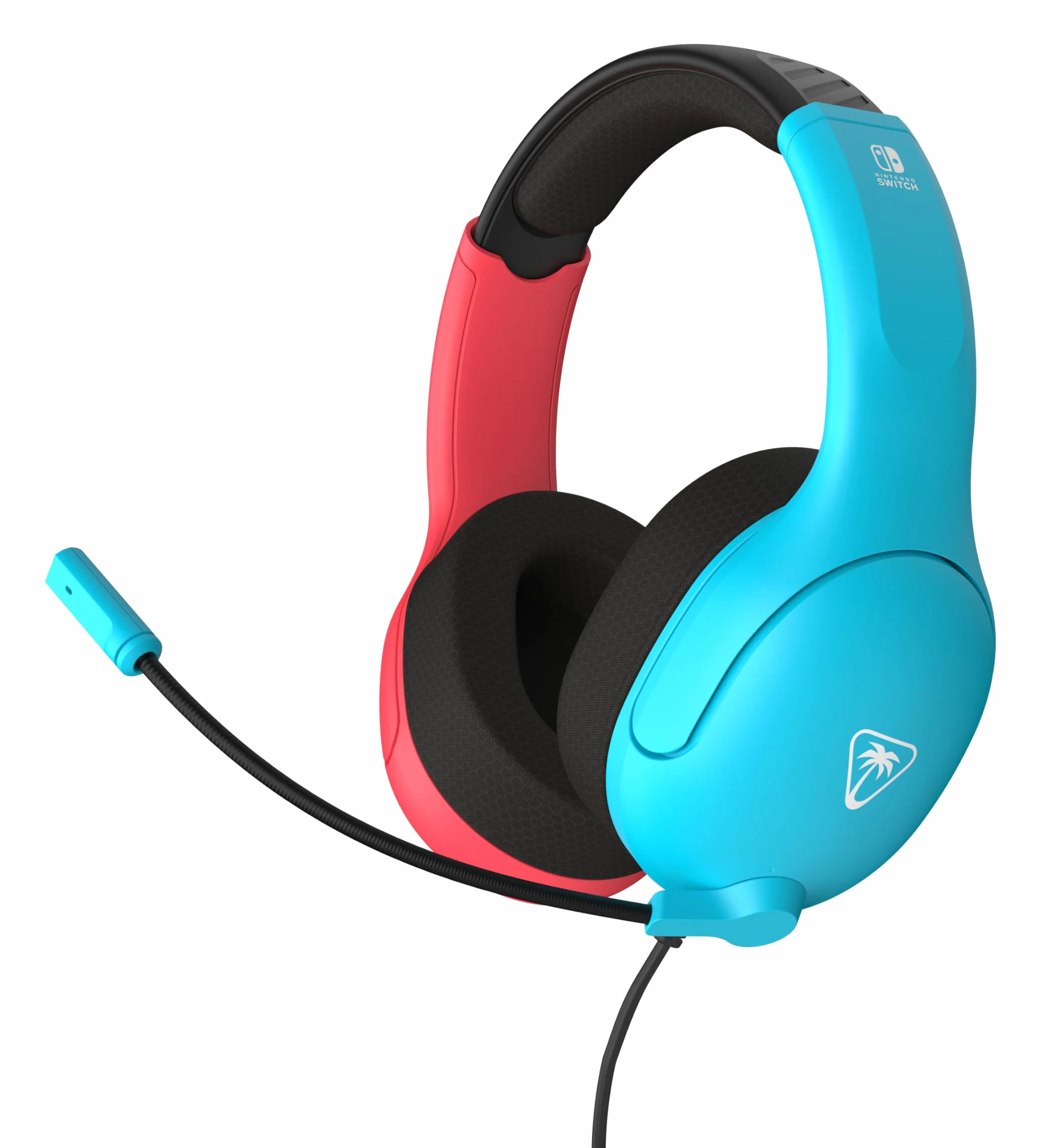 Turtle Beach Airlite Fit Przewodowe słuchawki gamingowe z oficjalną licencją dla Nintendo Switch, Lite, model OLED, Neonowy niebieski i czerwony