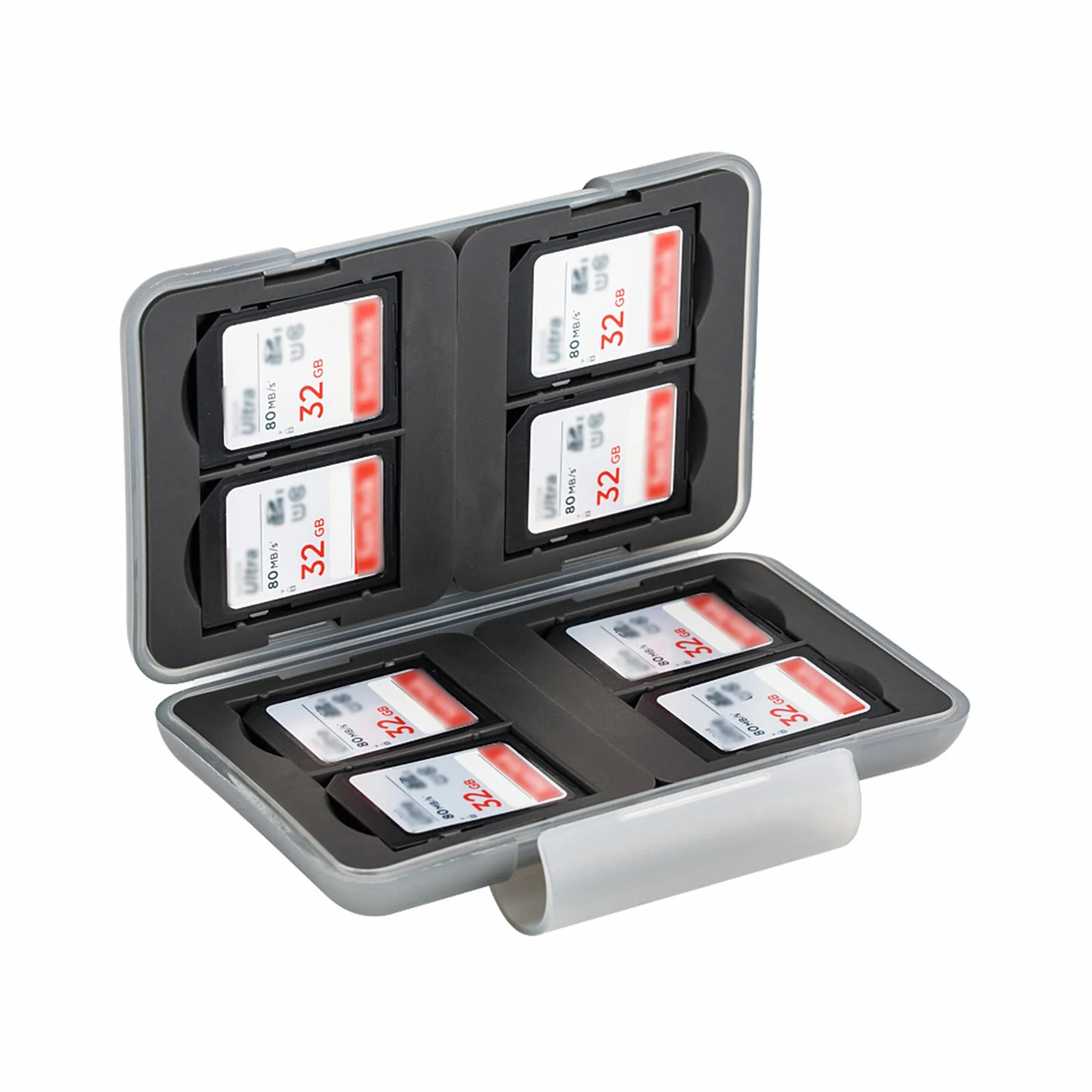 PROfezzion Wodoodporne Etui na Karty Pamięci Etui na Karty SD Małe Etui na 8 Kart SD SDHC SDXC +16 Kart Micro SD, Miękkie Gumowe Wnętrze Odporne na Wstrząsy, Szare