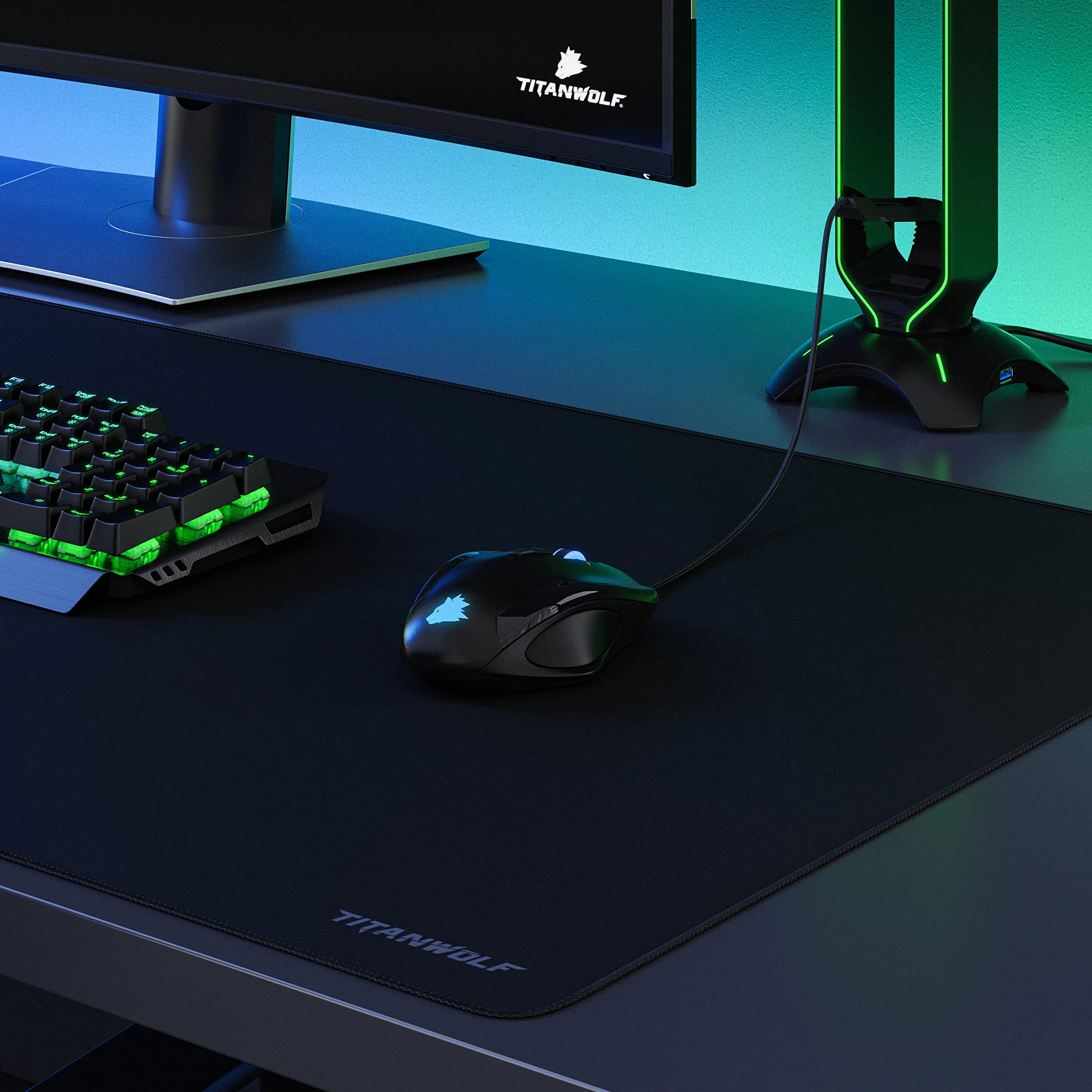 Csl-Computer Titanwolf, B07VSDTND1 Podkładka Pod Mysz Dla Graczy, XXXL, Czarny