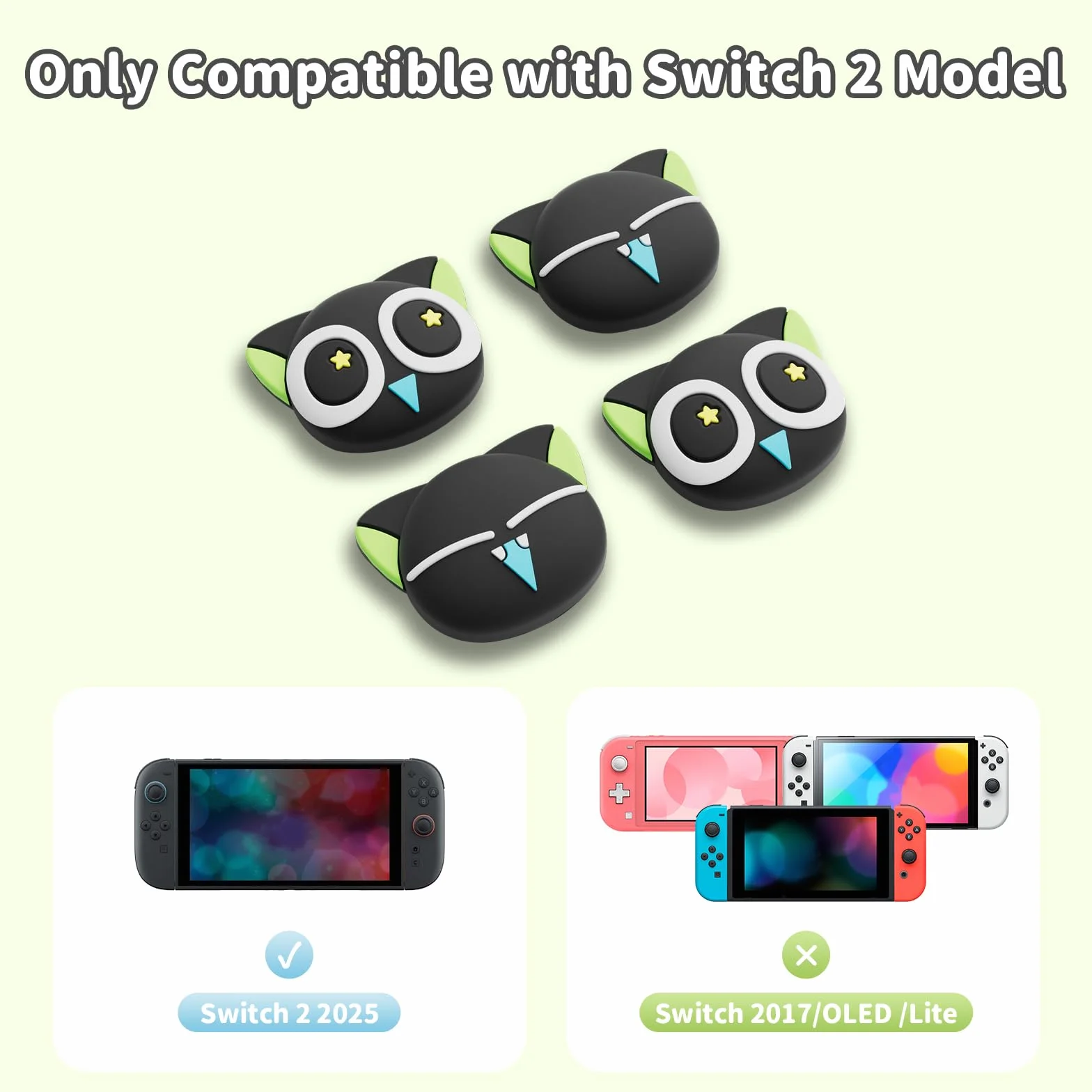 GeekShare Zaślepki na kciuki kompatybilne z Switch 2, silikonowe nakładki na kciuki do Switch 2025, 4 szt. - seria HEI
