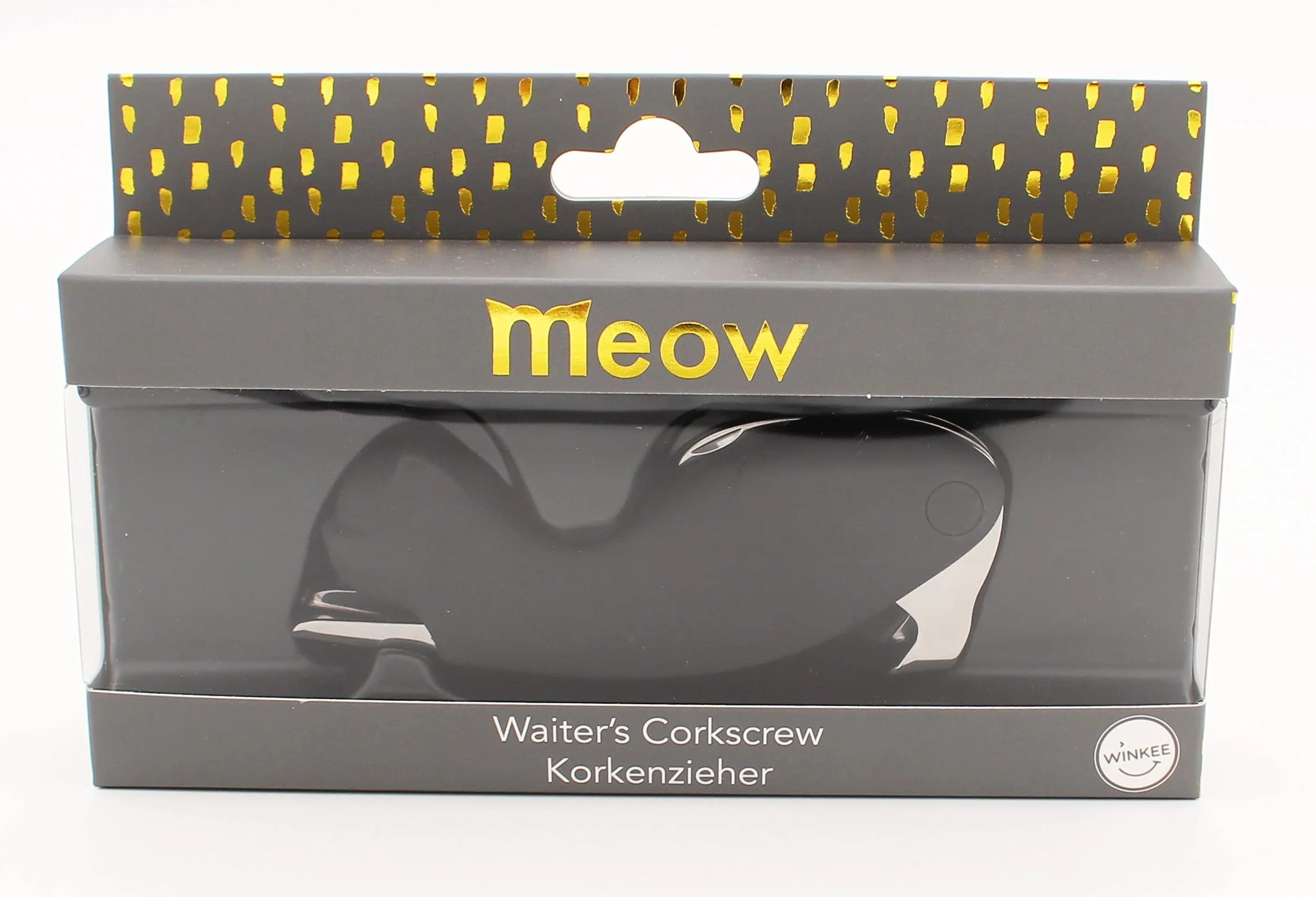 Winkee - Miau nóż kelnerski | stylowy nóż kelnerski | otwieracz do butelek wina z nożem do folii | korkociąg do wina w kształcie kota | prezent na Boże Narodzenie, urodziny