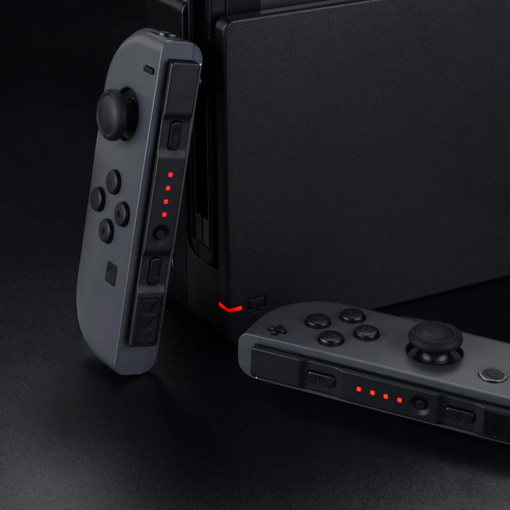 eXtremeRate Firefly LED Tuning Kit dla Nintendo Switch Joycons Dock NS Joycon SL SR Buttons Ribbon Flex Cable Indicate Power LED - Czerwony (Joycons Dock Nie Jest Dołączony)