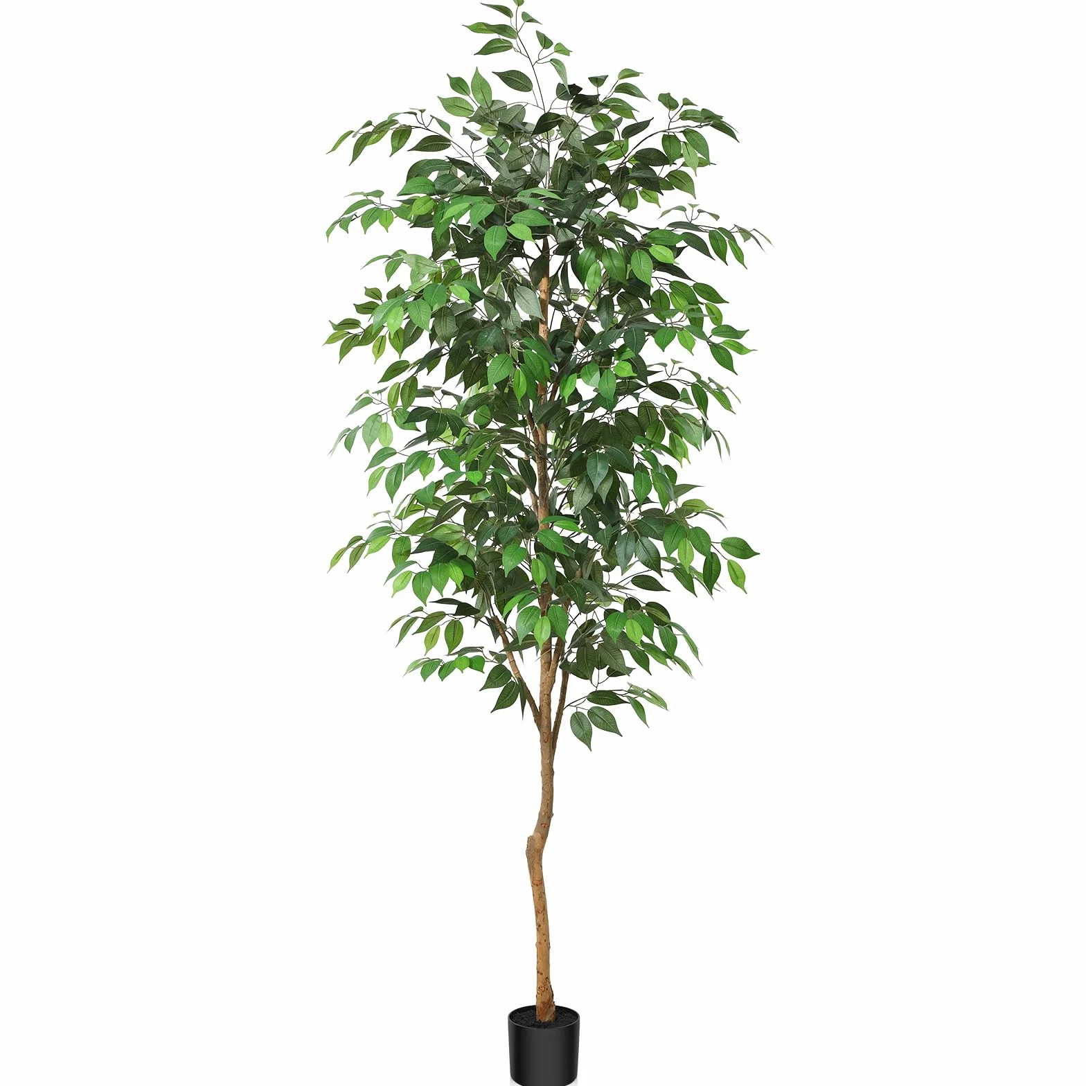Fopamtri Sztuczna roślina duża, 210 cm, Ficus Benjamina, sztuczna roślina z naturalnego drewna, roślina pokojowa, sztuczne drzewo w doniczce, do domu, biura, na balkon (1 sztuka)