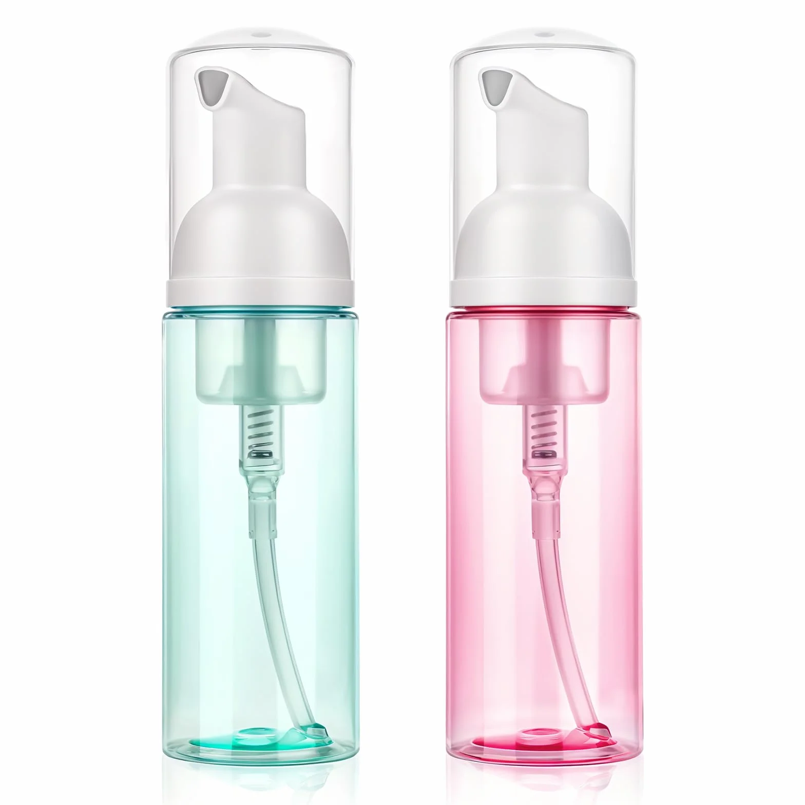 Molain Dozownik z pompką do pianki w butelce, 60 ml, 2 szt., podróżny, przezroczysty, plastikowy, pojemniki do wielokrotnego napełniania do mydła do rąk, żelu do mycia twarzy, szamponu do rzęs