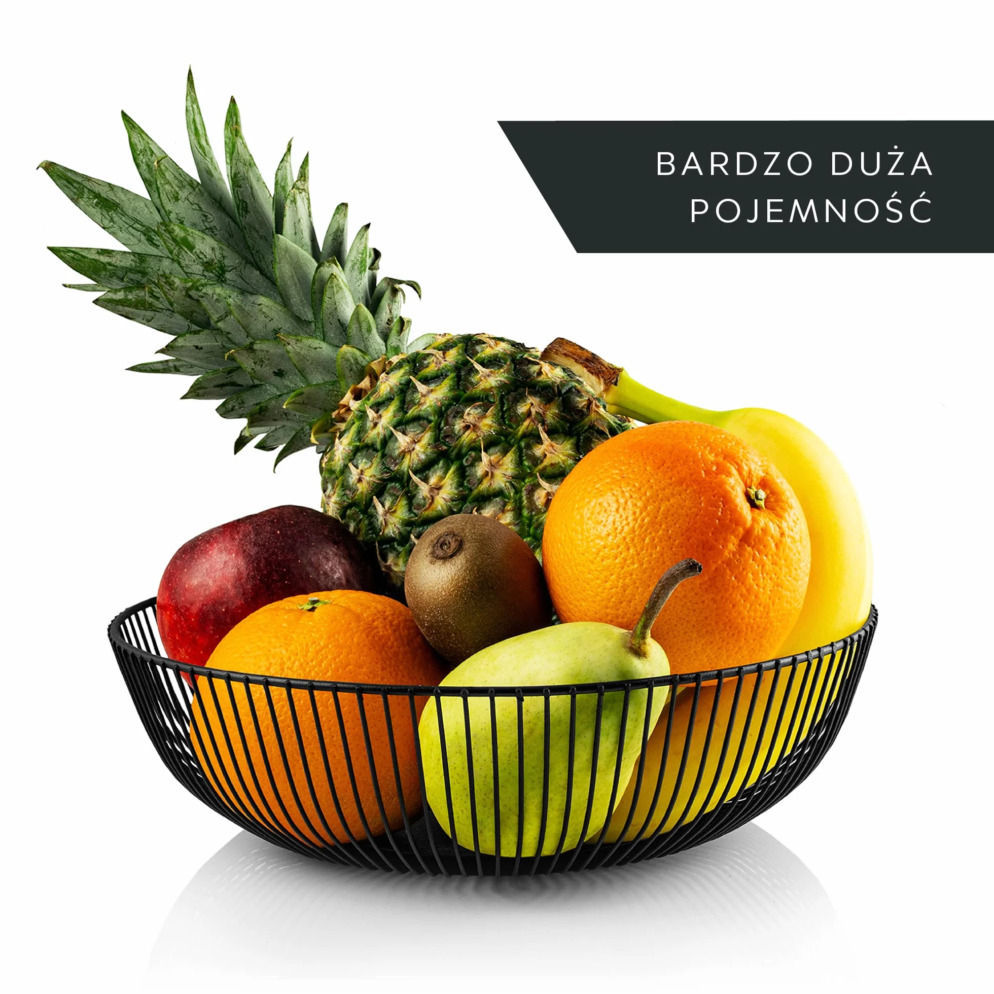 Miska na owoce ze stali nierdzewnej 28 cm czarna matowa metalowy kosz dużej pojemności