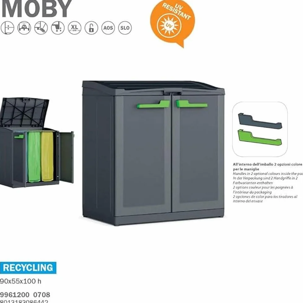 Kis szafka z tworzywa sztucznego "Moby recycling", 1 sztuka, antracytowo-szara, 9961200 0708 02