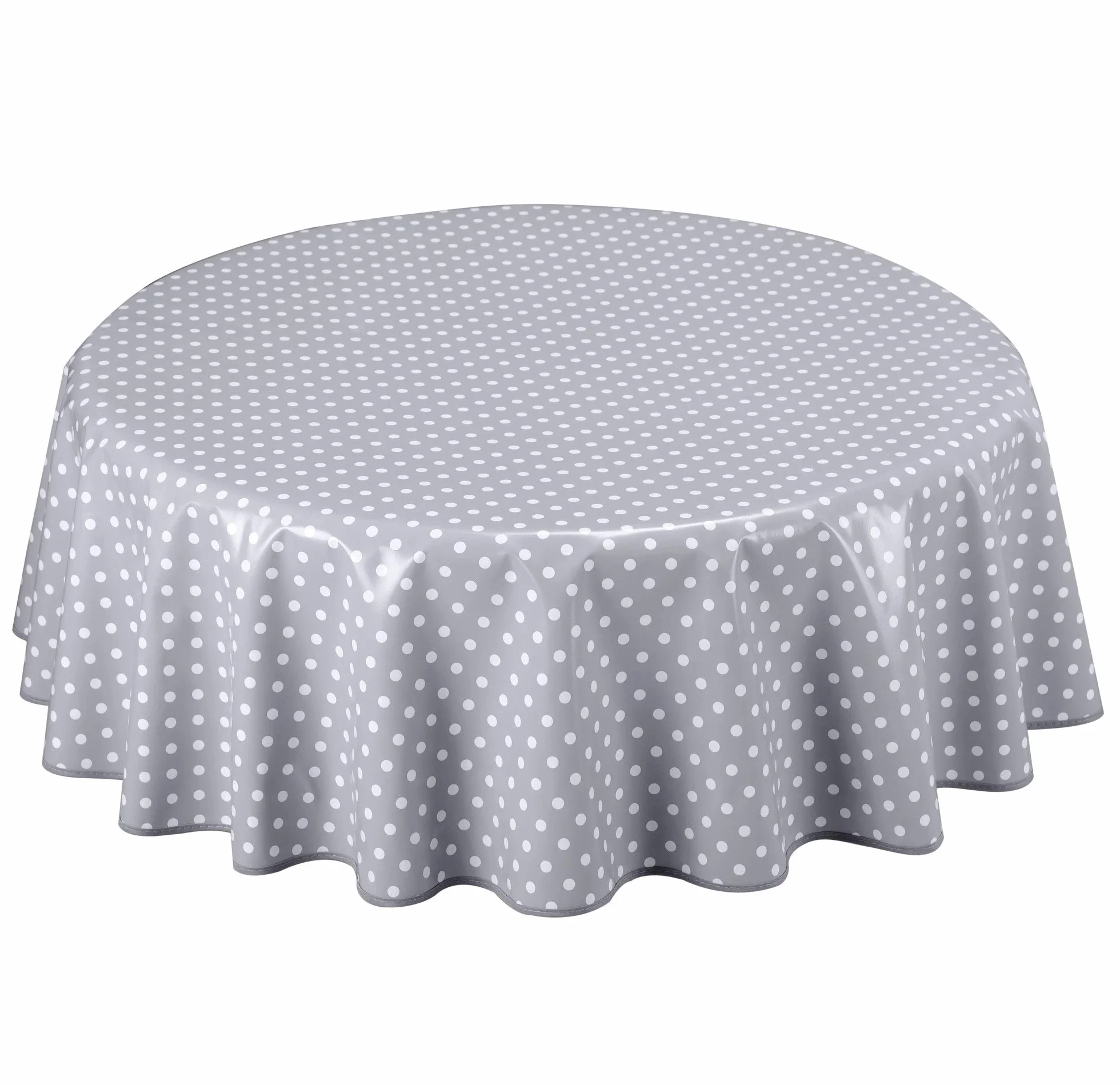Home Direct Obrus ceratowy PVC okrągły 160 cm Mały groszek jasnoszary