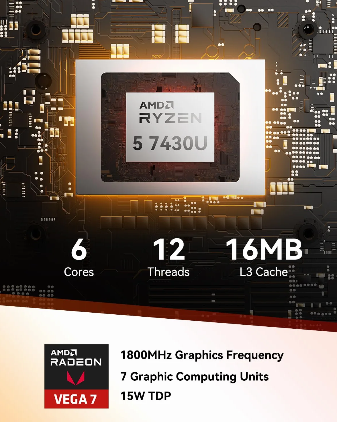 GEEKOM Mini PC A5 Z AMD Ryzen 5 7430U, 16 GB DDR4 RAM (Rozszerzalna), 512 GB SSD, Windows 11 Pro, Ultra Cichy Komputer, Dual HDMI, Wyjście 8K, Czytnik Kart SD, Do Biznesu I Biura