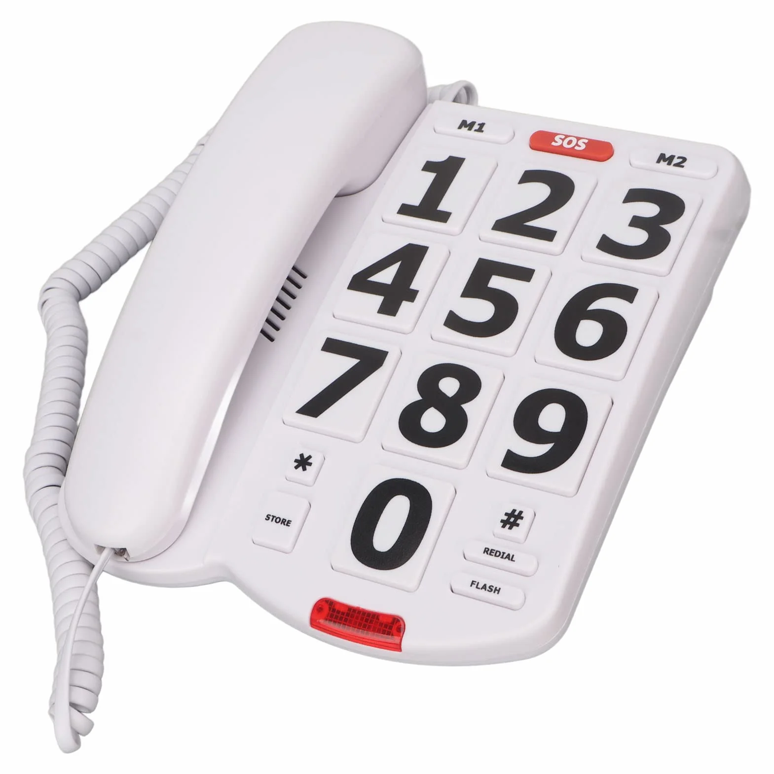Telefon z Dużymi Przyciskami dla Seniorów, Duża głośność, Duże Przyciski, Regulowana głośność, Przewodowy Telefon Stacjonarny dla Osób Starszych, Biały