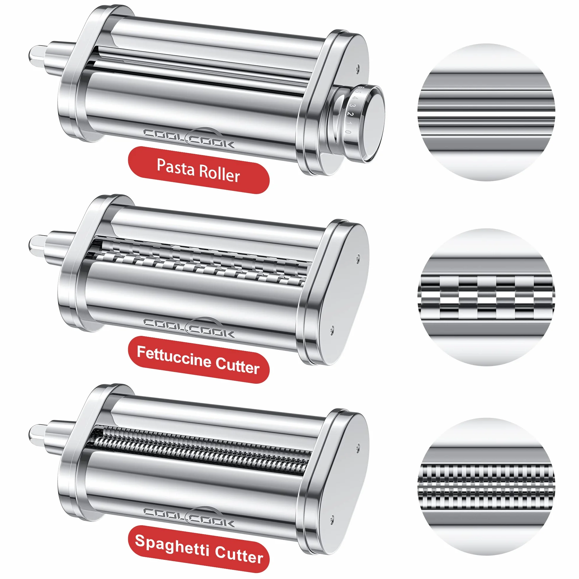 Kitchenaid Nasadka do Makaronu ze Stali Nierdzewnej, 3 Wałki, Zestaw Akcesoriów z Krajalnicą do Spaghetti
