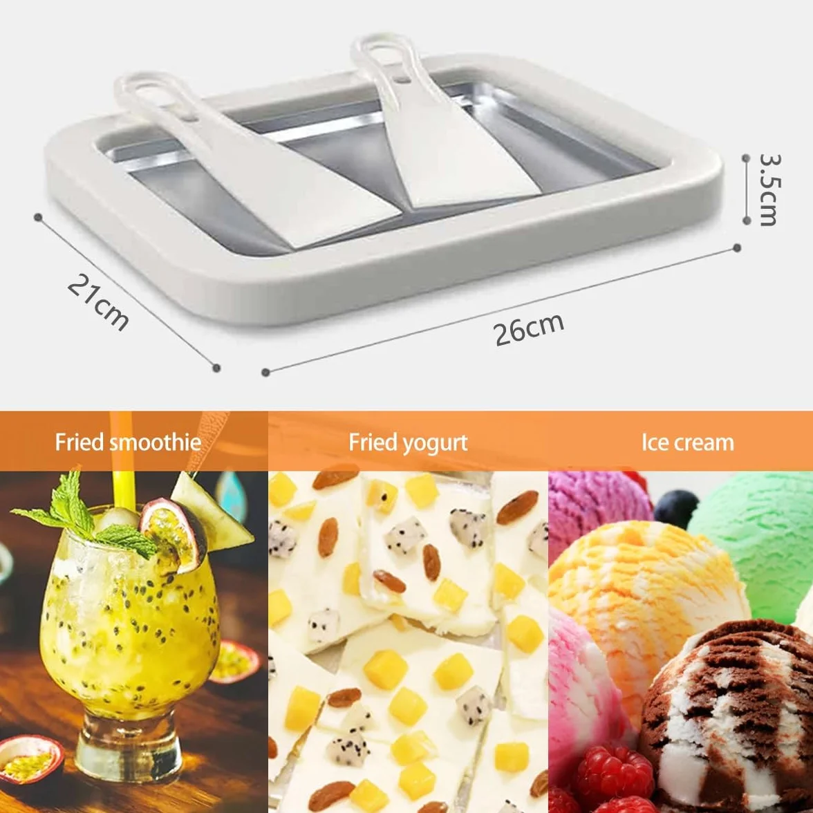 Ice Cream Rolls Maker do robienia lodów "zrób to sam" – maszyna do robienia lodów z 2 szpatułkami, dla dzieci i rodziny, kolor biały, 21 x 26 cm