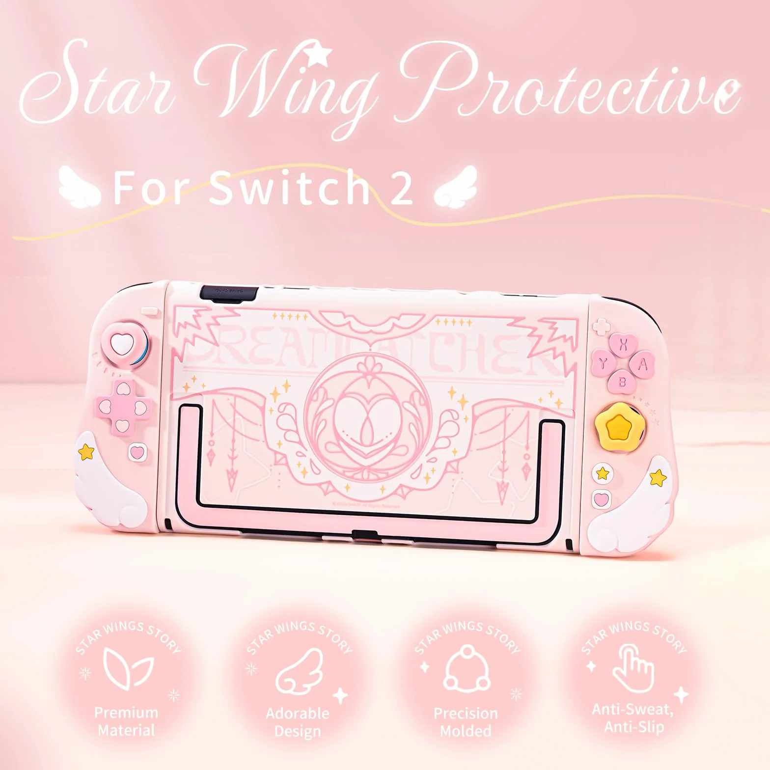 GeekShare Silikonowe etui ochronne kompatybilne z Switch 2, odporne na zarysowania etui na przełącznik 2, oddzielne, miękkie silikonowe etui ochronne na joystick, z 2-calowymi uchwytami, gwiezdne