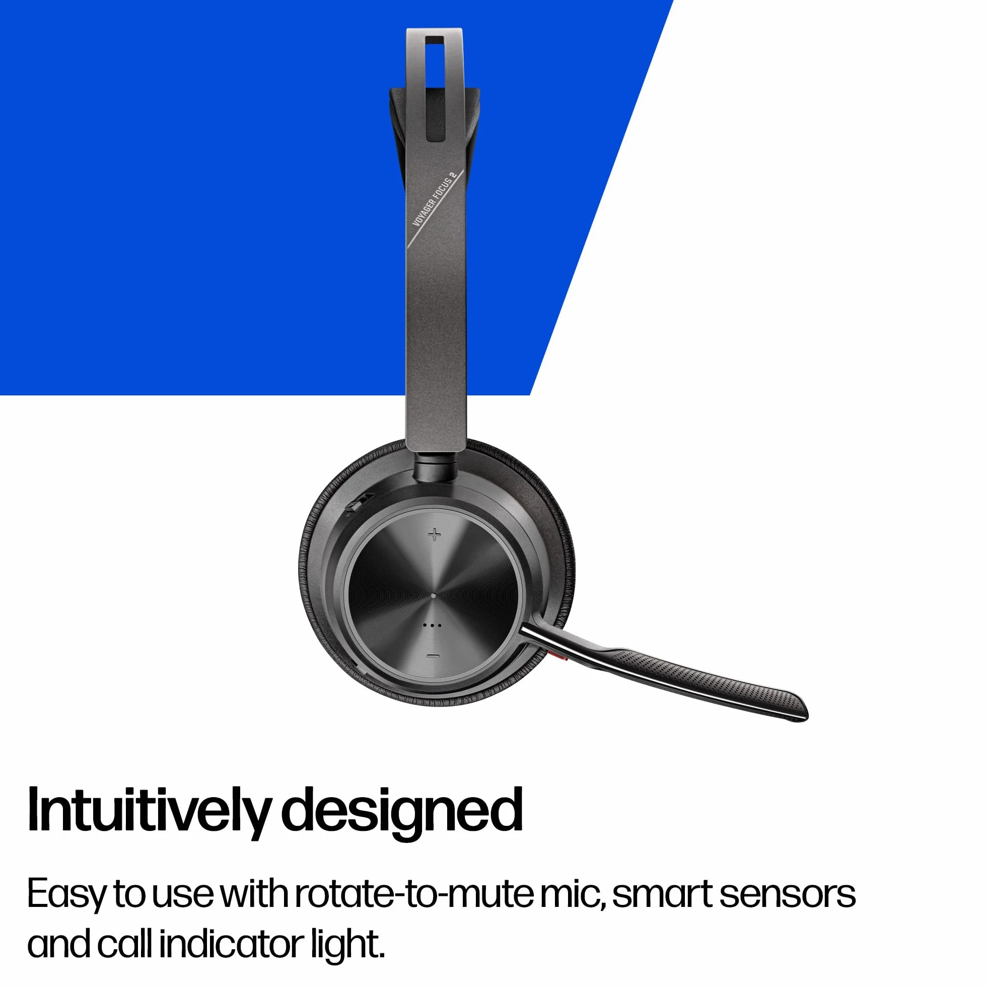 POLY Voyager Focus 2 zestaw słuchawkowy USB-C ze stacją ładującą i adapterem USB-C/A – Bluetooth, ANC, technologia Acoustic Fence, do 25 godzin rozmów, czarny