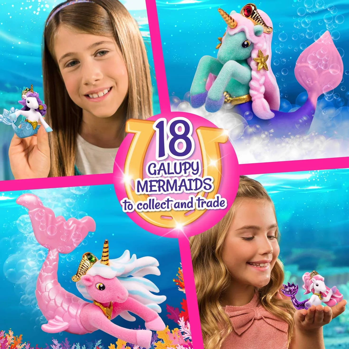Galupy MERMAID Skrzynka Skarbów – figurka jednorożca syrenka, 18 różnych figurek do kolekcjonowania, zabawki jednorożec z kryształem Swarovski