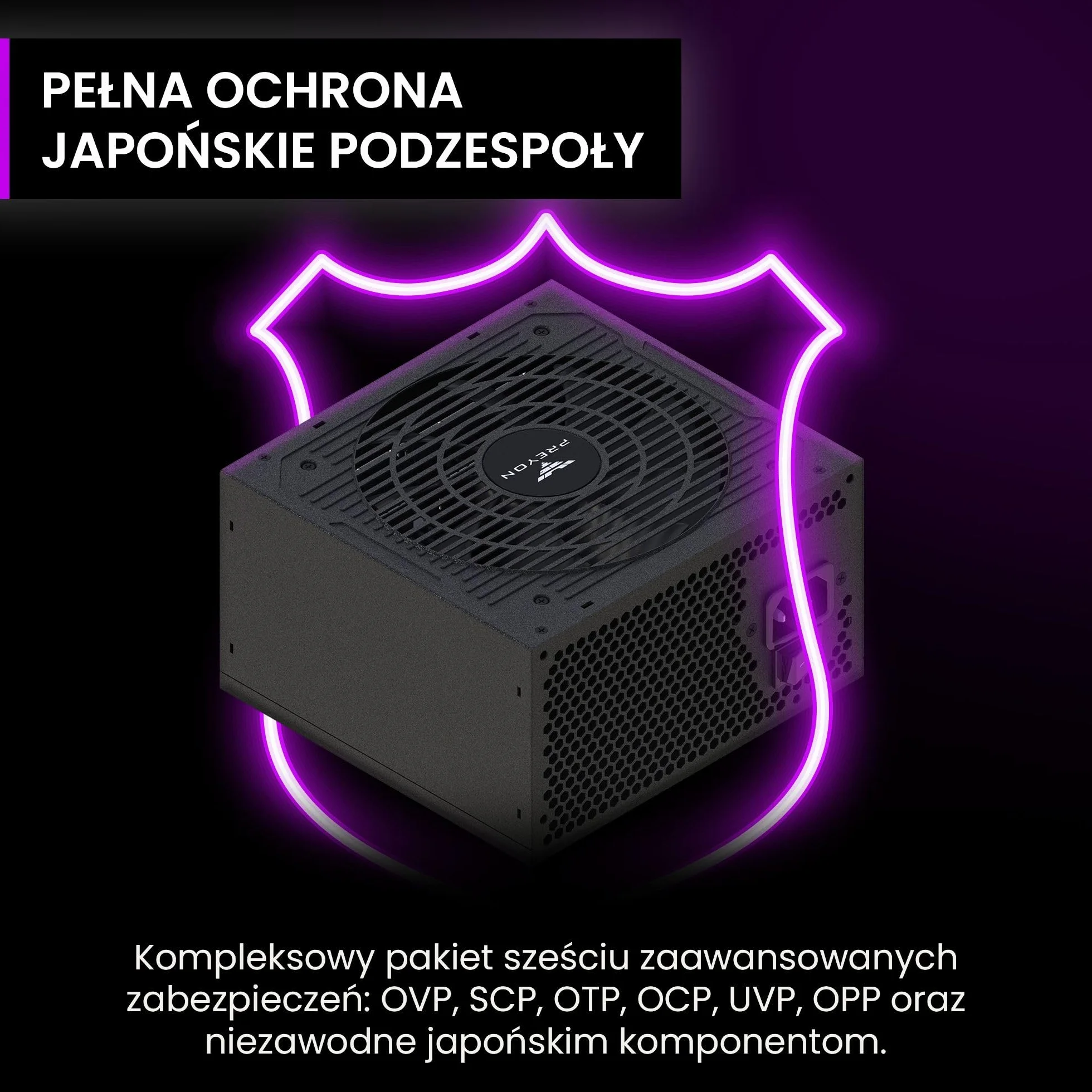 PREYON Eagle Power Gaming 750–1000 W zasilacz sieciowy 80+ złoty – modułowy, cichy, kompaktowy, dla graczy i kreatywnych, obsługa GPU 600 W, japońskie kondensatory, wysoka wydajność, design premium