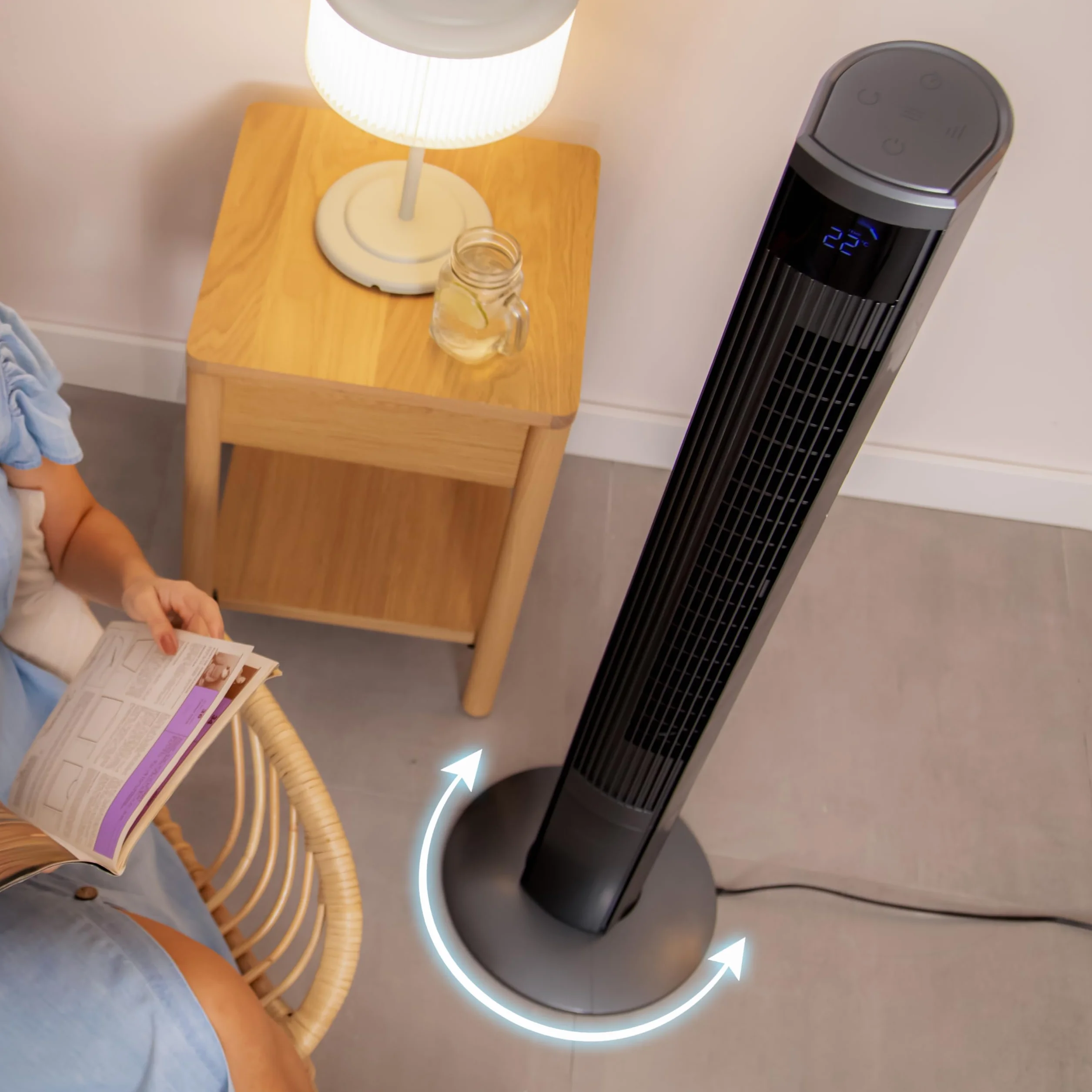 Cecotec EnergySilence 9090 Skyline Ionic Tower Fan 47" 45 W jonizator ekran dotykowy LED pilot zdalnego sterowania 3 tryby prędkości 12-godzinny timer oscylacja 70º