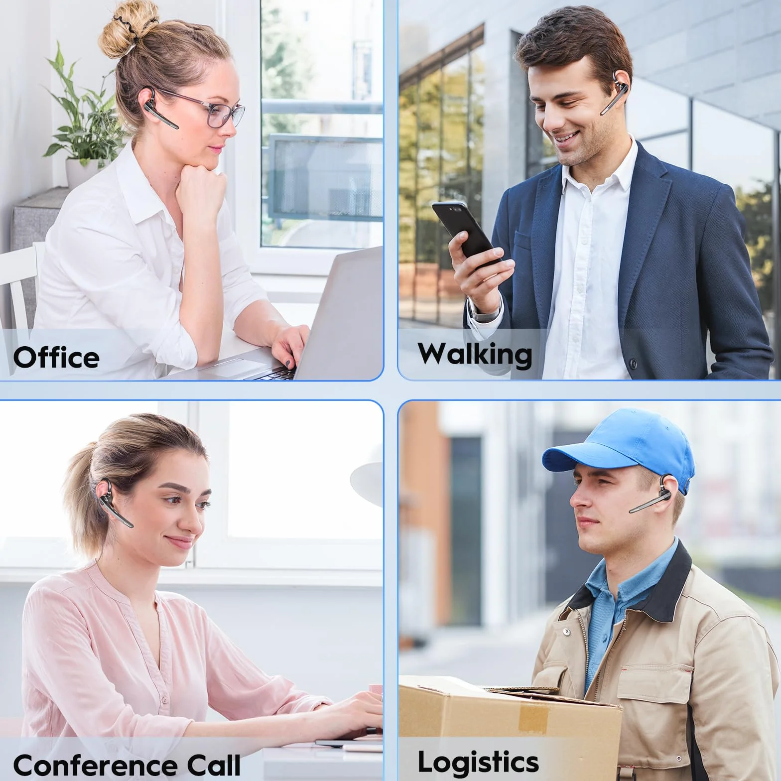 New Bee Zestaw słuchawkowy Bluetooth, 72H Talktime, bezprzewodowa słuchawka Bluetooth do telefonu komórkowego z etui ładującym 500 mAh, V5.1, podwójny mikrofon, redukcja szumów, słuchawki