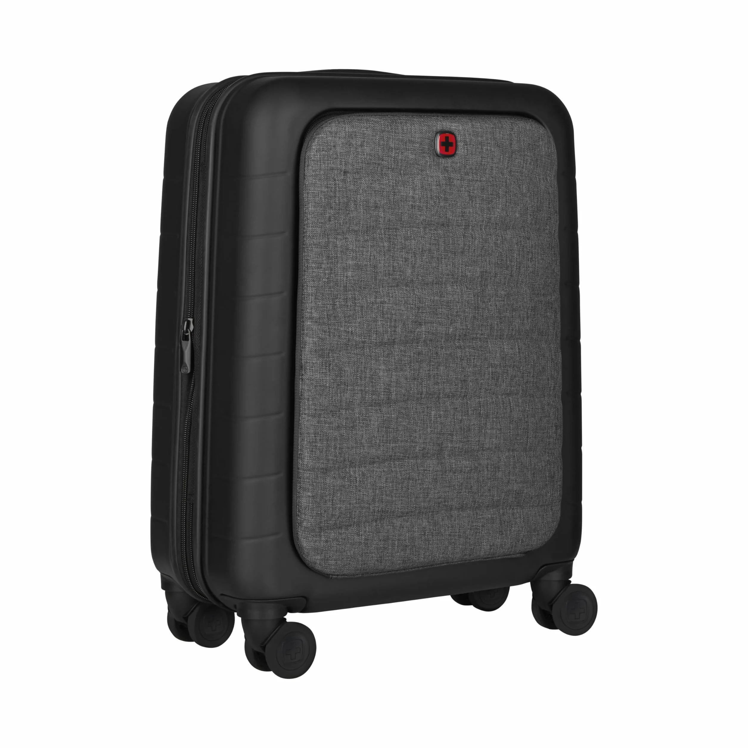 WENGER Syntry 610163 bagaż podręczny na kółkach z kieszenią na laptopa i tablet, notebook do 14", tablet do 10", 36 (44) l, twarda obudowa, dla kobiet i mężczyzn, podróże służbowe, urlop, czarny/szary