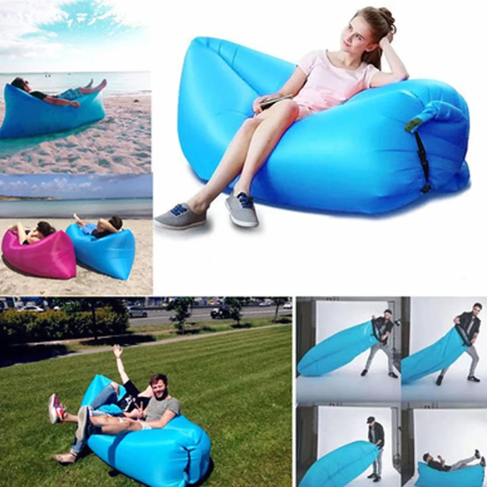 TURIM Nadmuchiwana sofa, sofa powietrzna z przenośnym pakietem, przenośna leżanka na kemping, plażę, do parku, na plażę