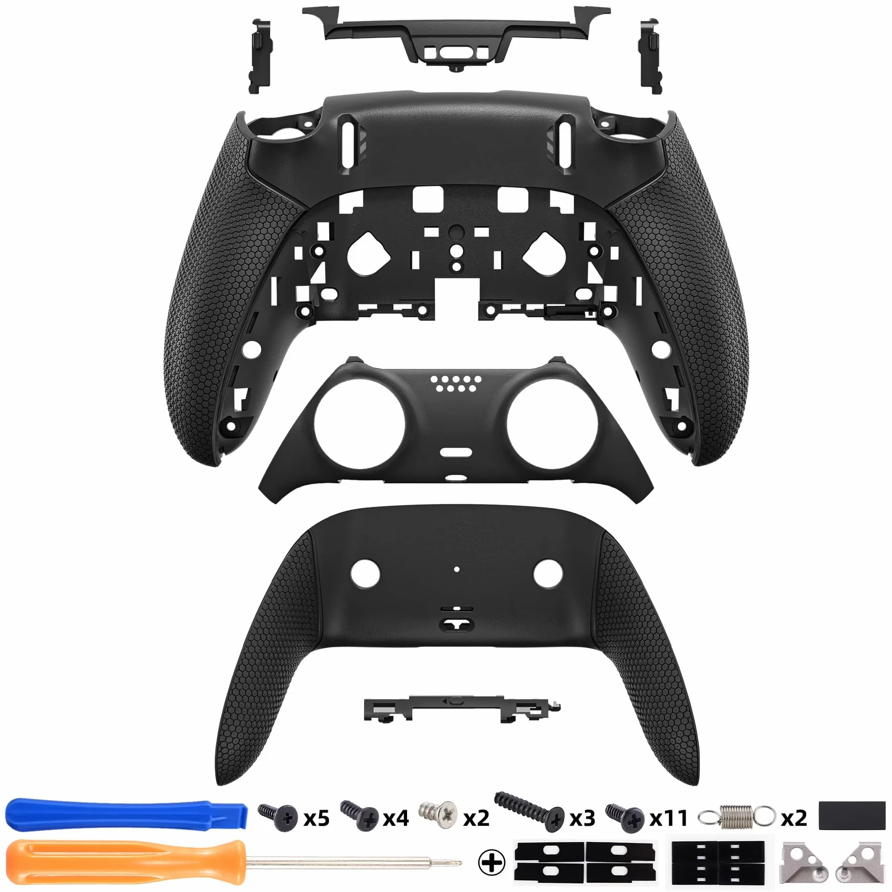 eXtremeRate Beyond-ARC Zestaw Dolnej Obudowy kompatybilny z ps5 Edge Controller z Gumowanym Uchwytem, Wymienna Przednia i Tylna Panele Shell dla ps5 Edge Controller–Czarny