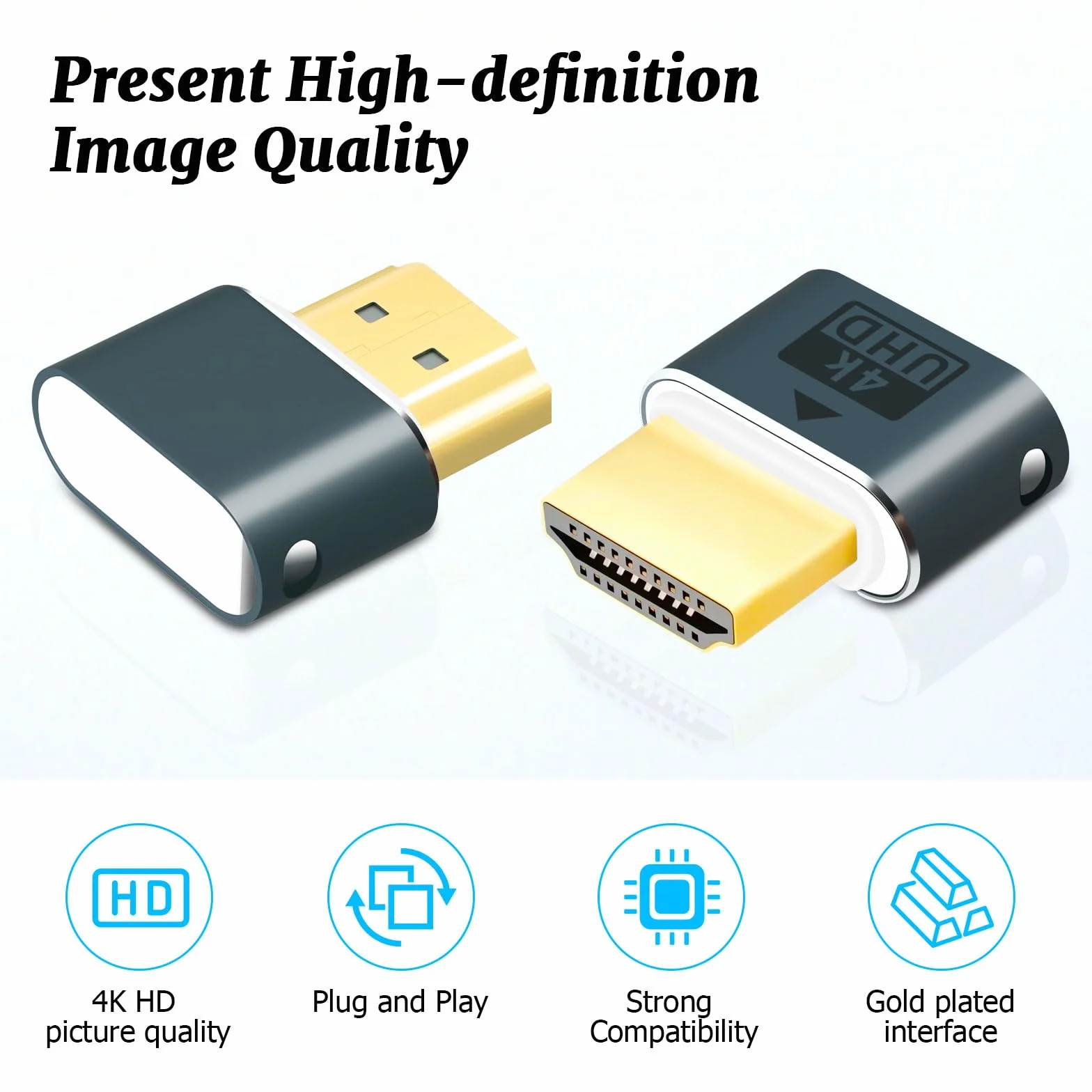 3 sztuki HDMI Dummy Plug, HDMI Dongle Virtual Monitor Display Emulator 4K 60Hz do Windows Mac OSX Linux (z oświetleniem wskazującym)
