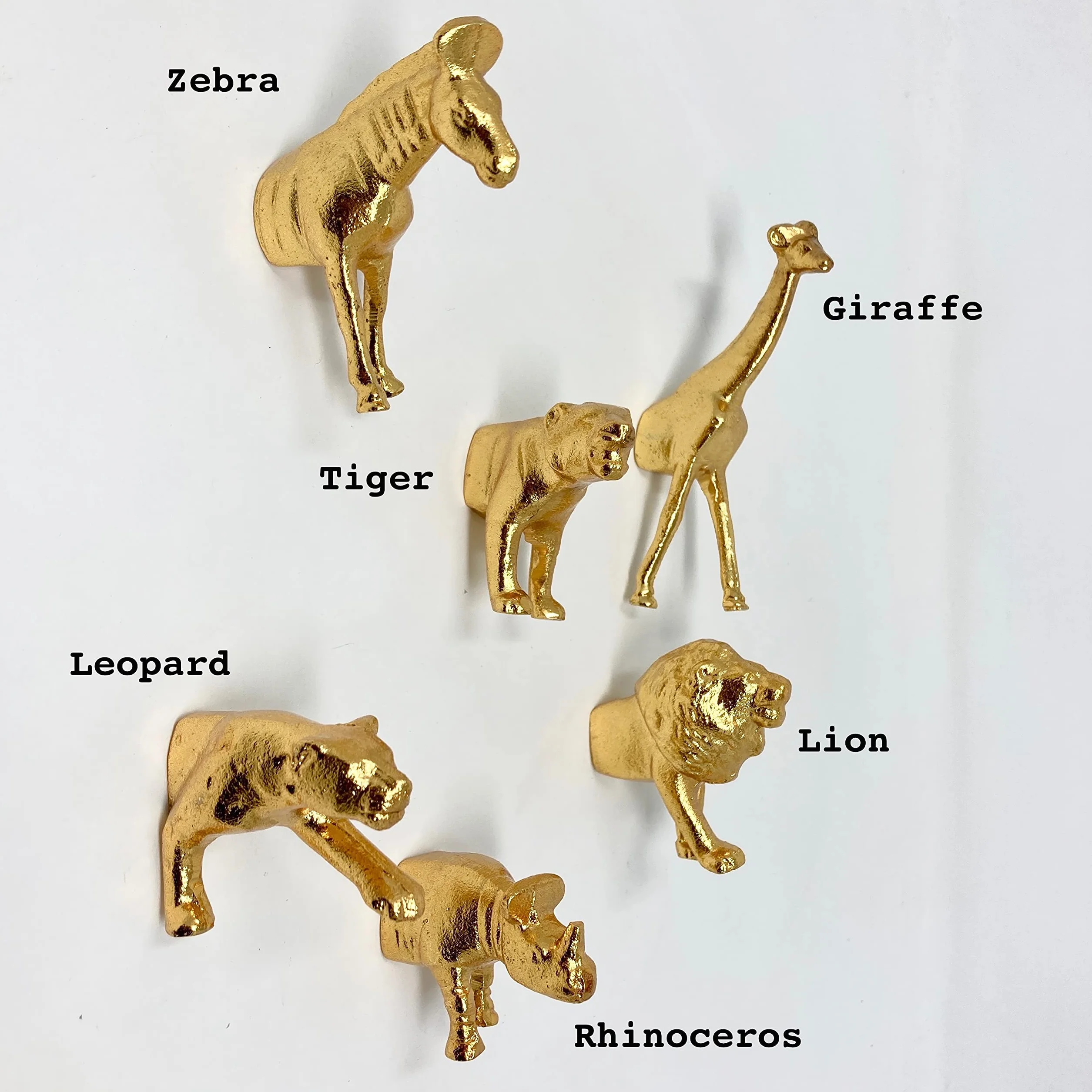 Złote żelazne metalowe gałki do szuflad Safari Animal (gałka, żyrafa)
