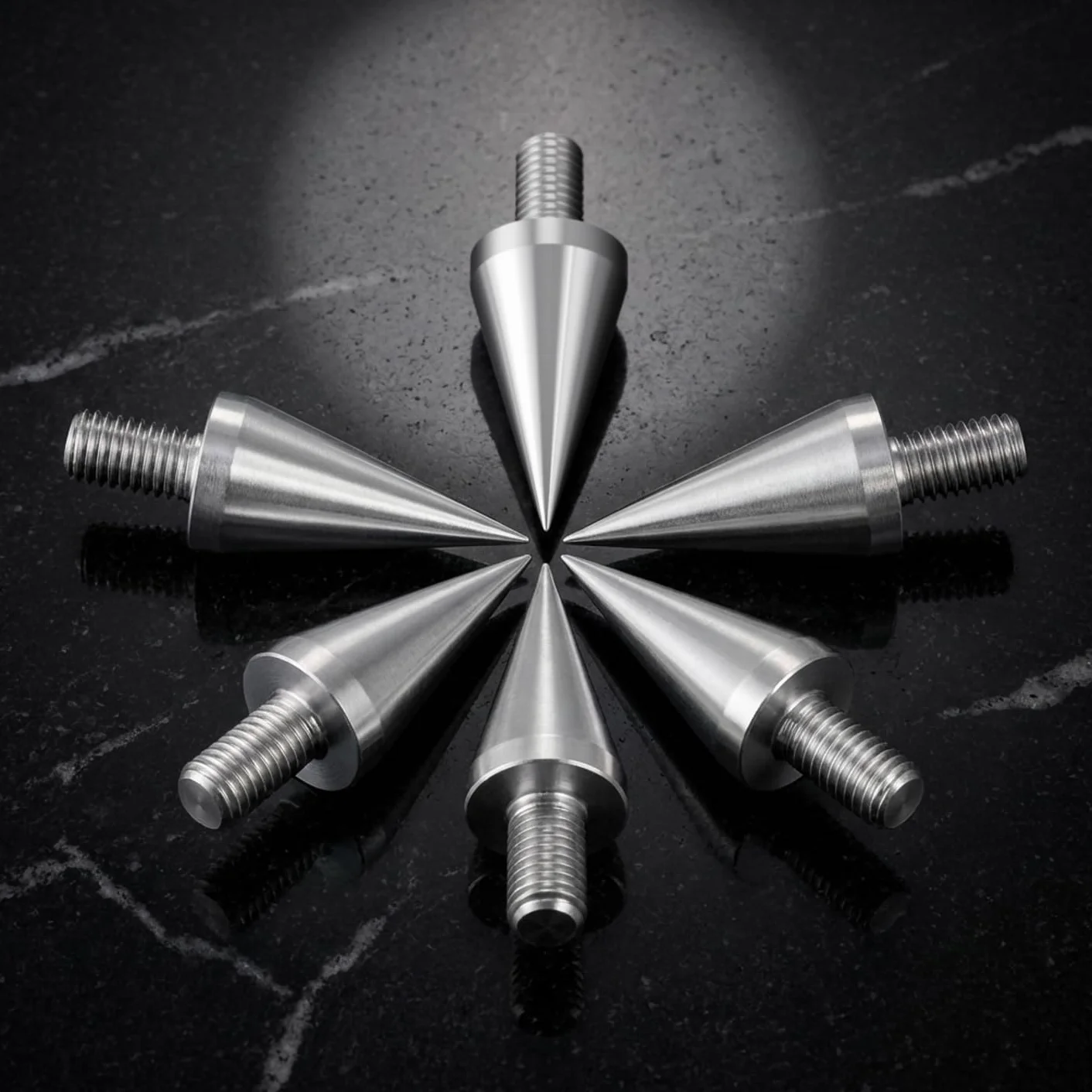 PrecisionGeek - Kolce Głośnikowe Duże M10 x 15mm L-37mm, Aluminium (4 sztuki)