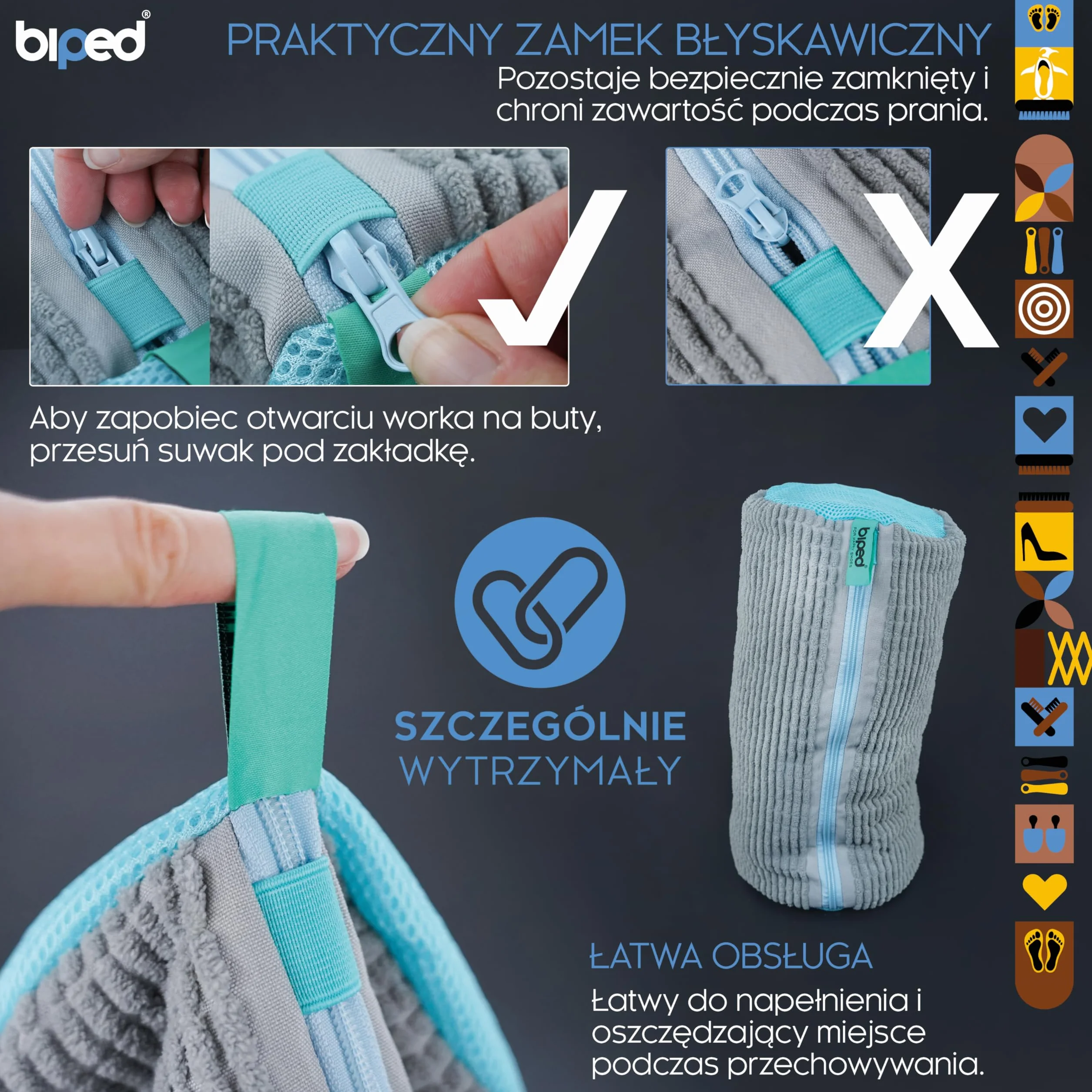 Biped worek do prania butów wielokrotnego użytku szary