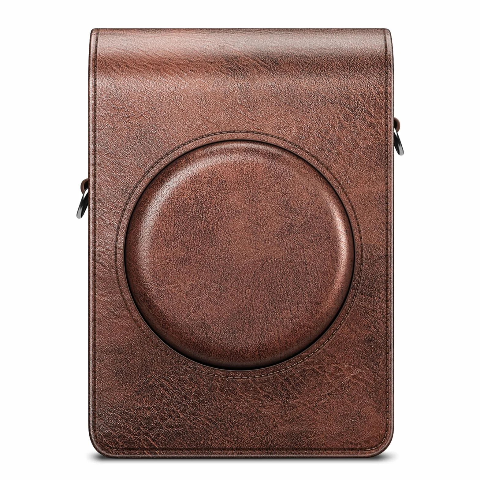 FINTIE etui ochronne Kompatybilny z Fujifilm Instax Mini Evo na aparat fotograficzny, wysokiej jakości wegańska skóra z odpinanym regulowanym paskiem, Brązowy vintage