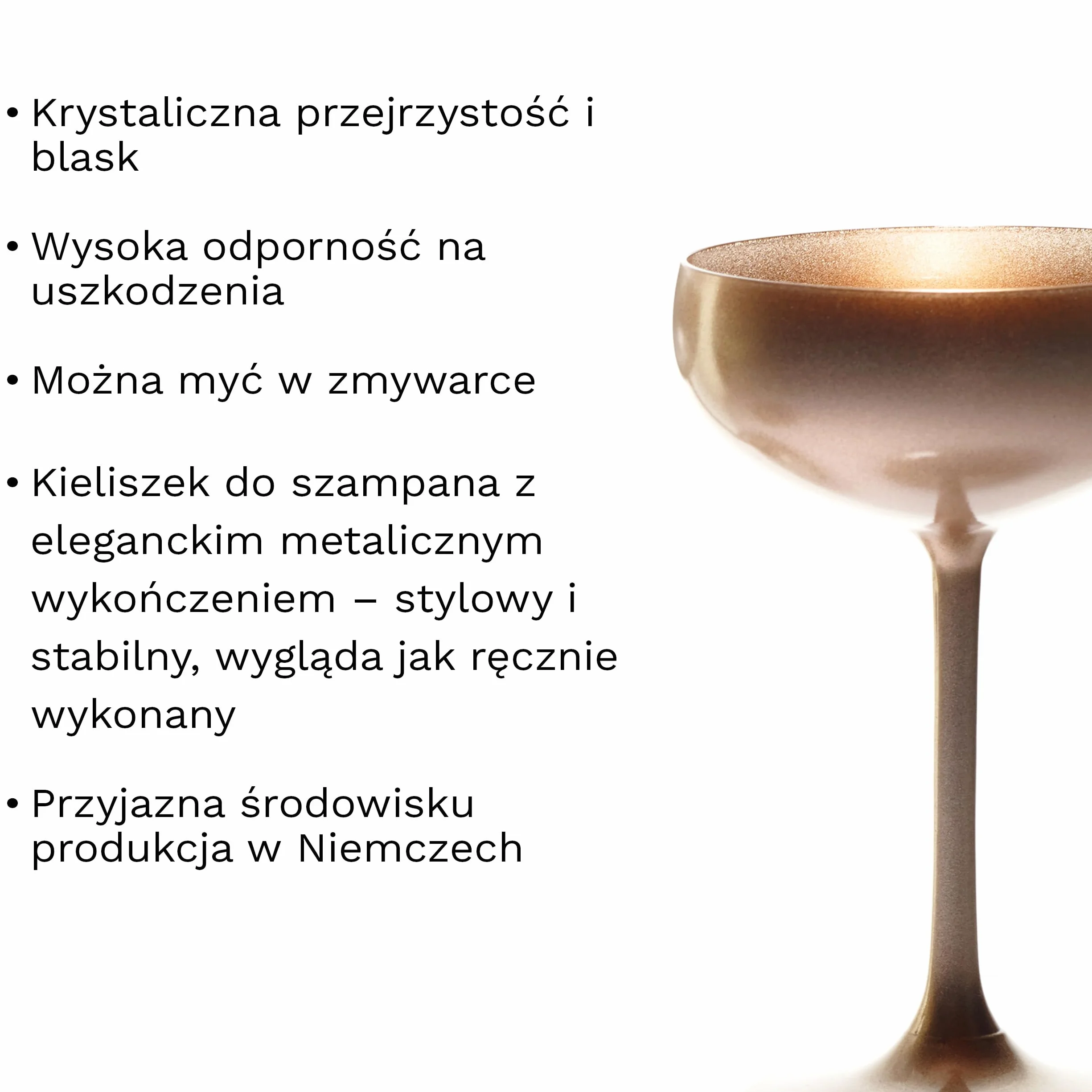 Stölzle Lausitz Kieliszki do Szampana Elements Brązowy Zestaw 6 szt. – 230 ml – Eleganckie Kieliszki Kryształowe do Szampana i Prosecco – Nadające się do Zmywarki – Odporne i Produkowane w Niemczech