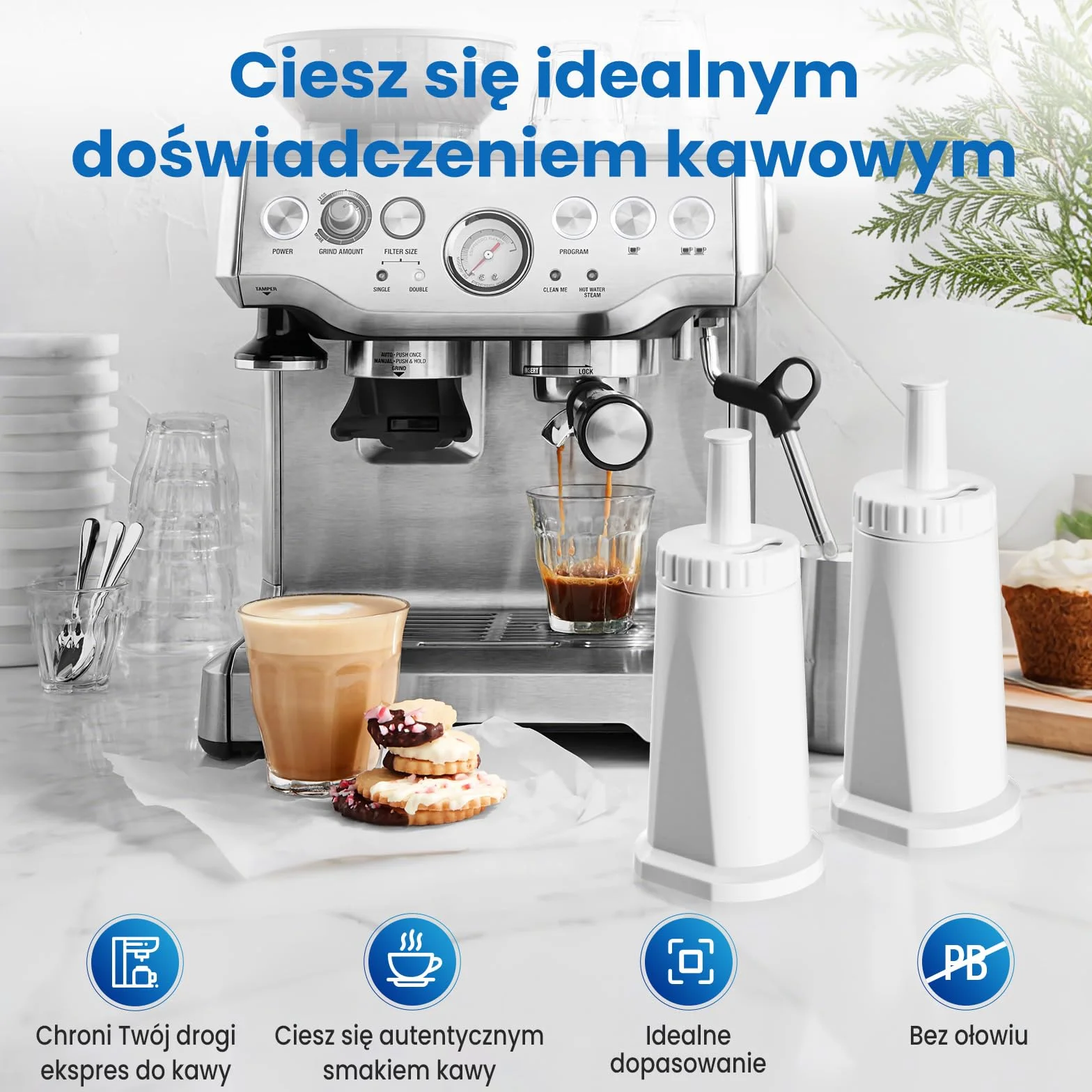 Zamiennik filtra wody do ekspresu do kawy Sage® SES008WHT0NEU1, BES008, kompatybilny z Barista SES810/SES875/SES880/SES920/SES980/SES990/SES450/SES500, filtr wody Barista Express