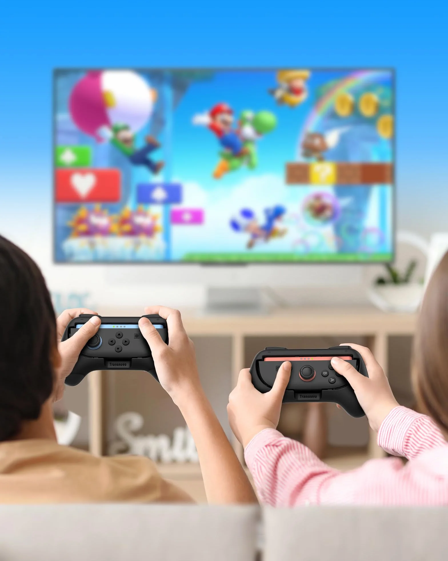 TRANSNOVO Uchwyty do przełącznika 2, odporne na zużycie, akcesoria do przełączników, uchwyty kontrolera do JoyCon, 2 sztuki komfortowych uchwytów (czarne)