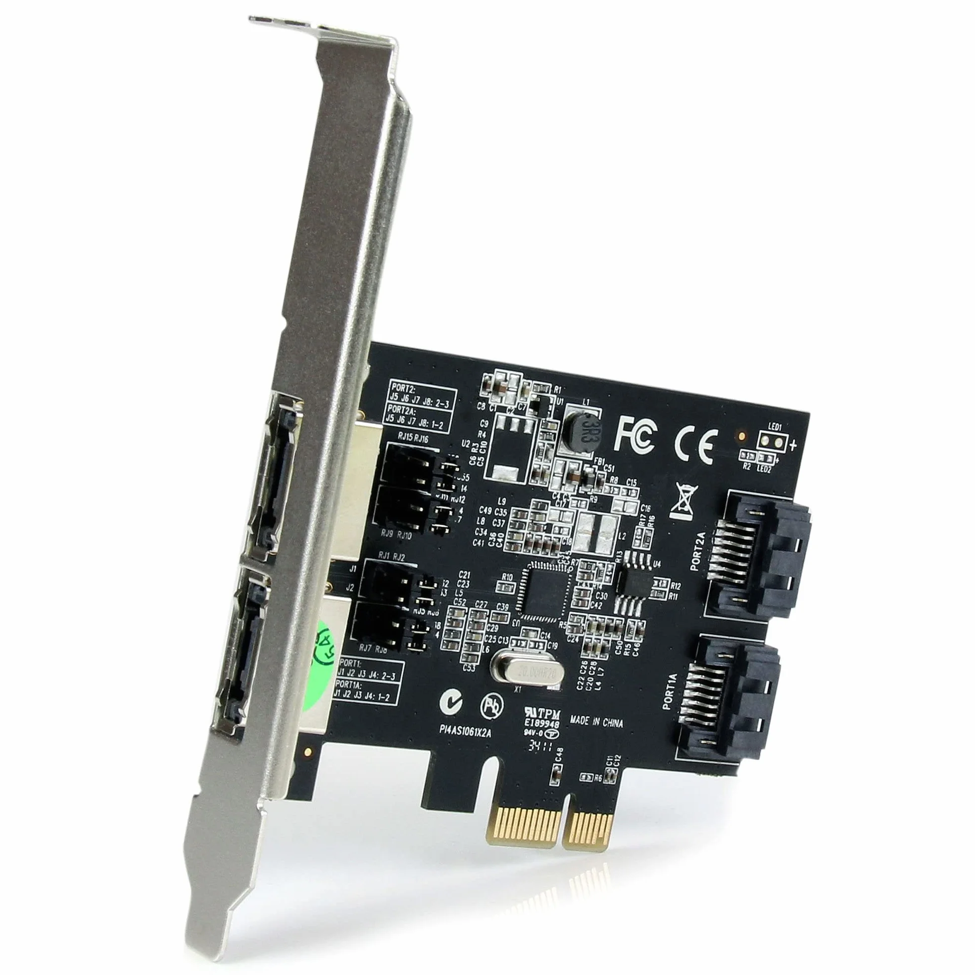 StarTech.com 2-portowa karta interfejsu SATA III PCI Express - 2 porty Serial-ATA 6 Gbit/s PCIe karta kontrolera - karta kontrolera SATA/eSATA na 2 napędy (PEXESAT322I)