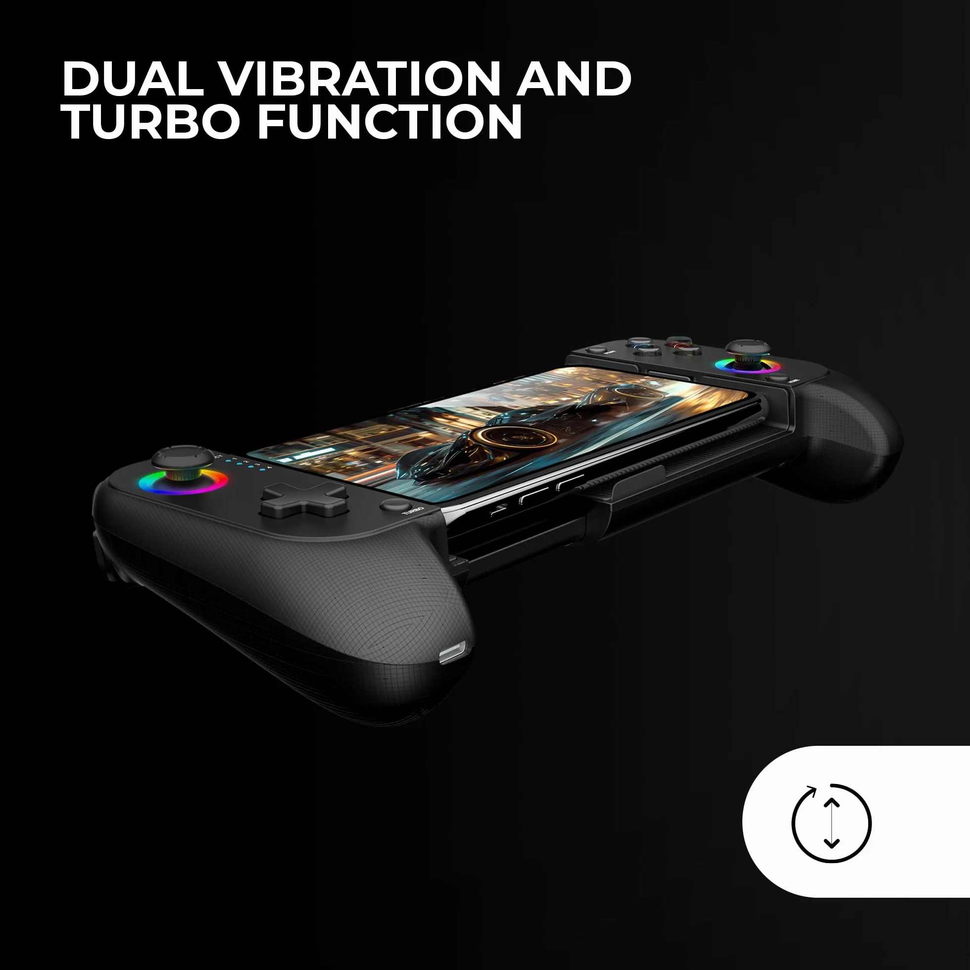 Mars Gaming MGPX Gamepad Bluetooth 5.0 2w1 RGB Neon Podwójna Wibracja Turbo Kontroler PC Android iOS USB-C Etui Czarny