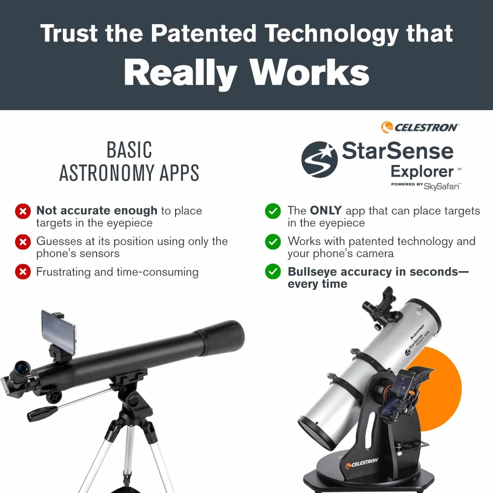 Celestron 22481 StarSense Explorer 130 mm Teleskop stołowy typu Dobson z obsługą aplikacji na smartfony Współpracuje z aplikacją StarSense – iOS/Android