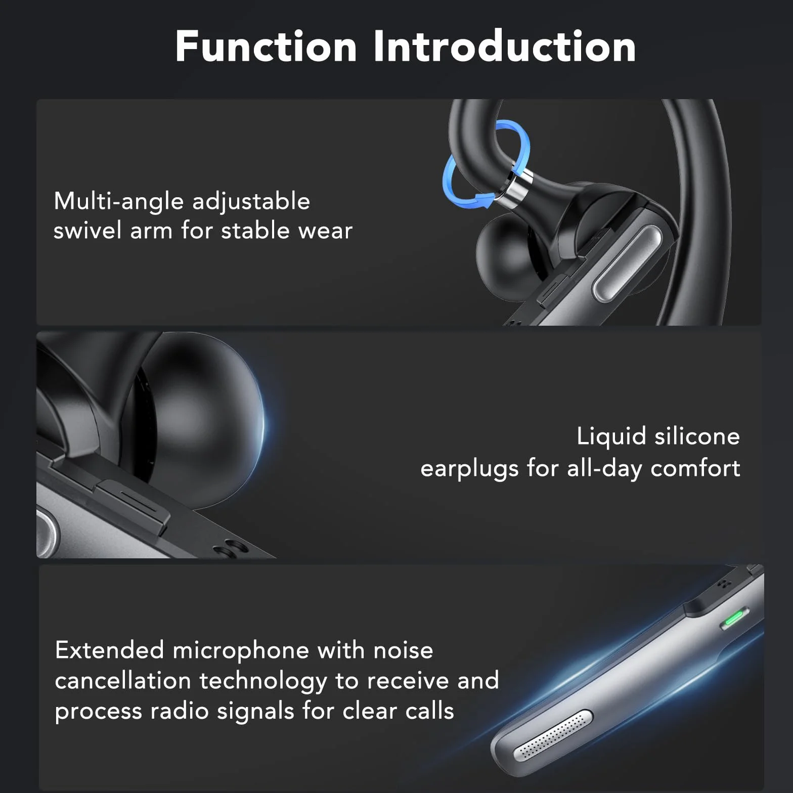 Zestaw słuchawkowy Bluetooth V5.3, zestaw głośnomówiący 100H Talk, bezprzewodowy zestaw słuchawkowy z mikrofonem ENC z redukcją szumów, wyświetlacz LED, wodoodporność IP7, słuchawki douszne do