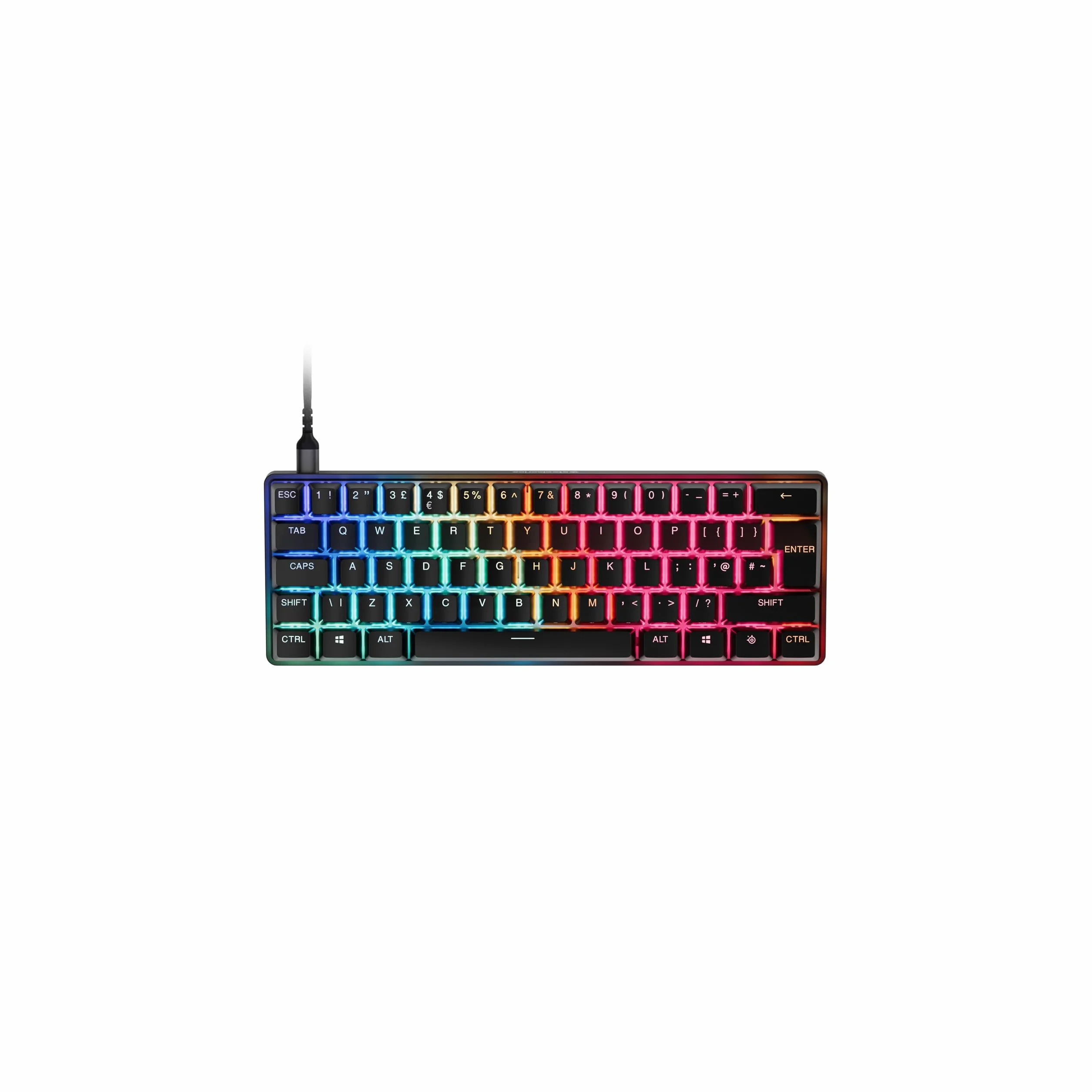 SteelSeries Apex Pro Mini Gen 3 - hipermagnetyczne przełączniki OmniPoint 3.0 – Regulowana aktywacja – Rapid Trigger – Ustawienia gier – Tryb ochrony – Rapid Tap/SOCD – RGB – nakładki z PBT -UK QWERTY