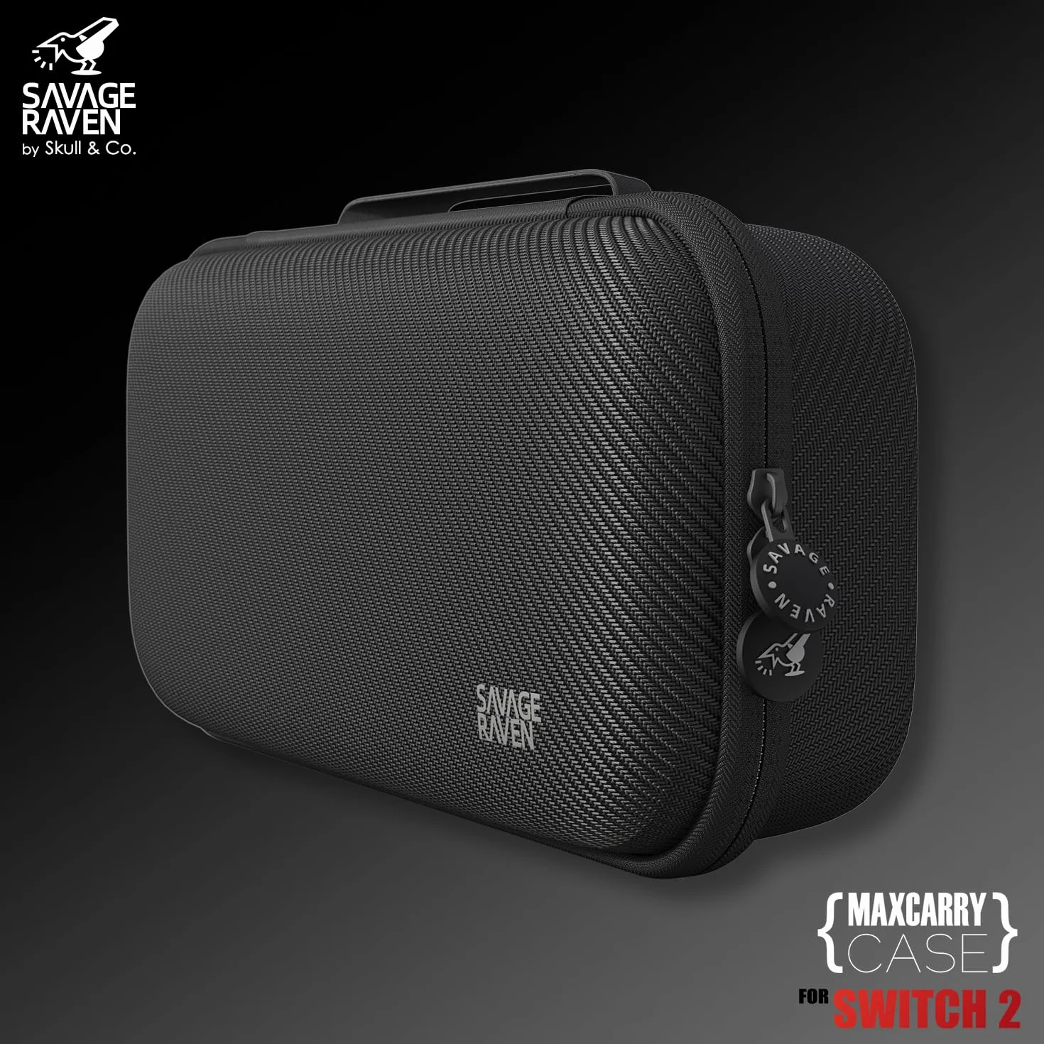 Savage Raven by Skull & Co. Zestaw NeoGrip na Switch 2: Ergonomiczna twarda obudowa z wymiennymi uchwytami [pasuje do wszystkich rozmiarów dłoni] [z futerałem] - czarny
