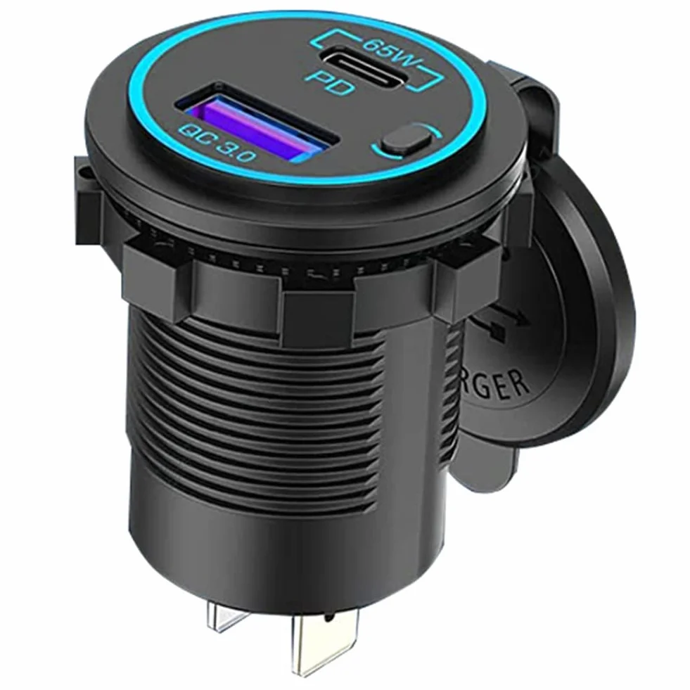 SIDNEY 65W PD 12V Wyjście USB do komputera USB C ładowarka samochodowa Port wielu adapter wody do samochodów ciężarowych