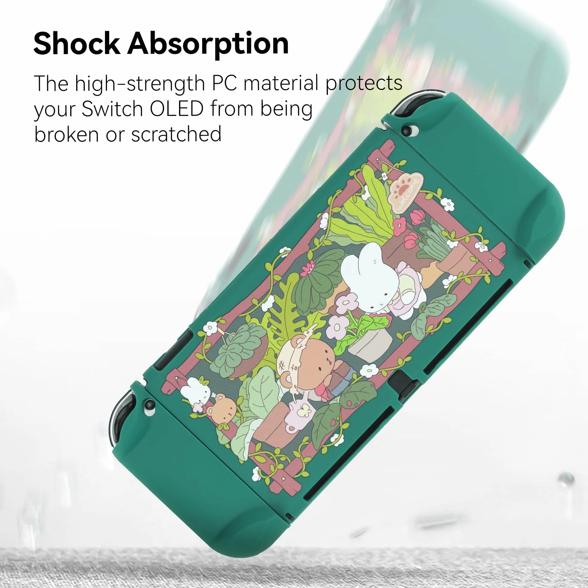 Etui ochronne GeekShare Slim Cover Case kompatybilne z Switch OLED - amortyzujące wstrząsy i odporne na zarysowania etui do przełącznika OLED - Bunny Garden