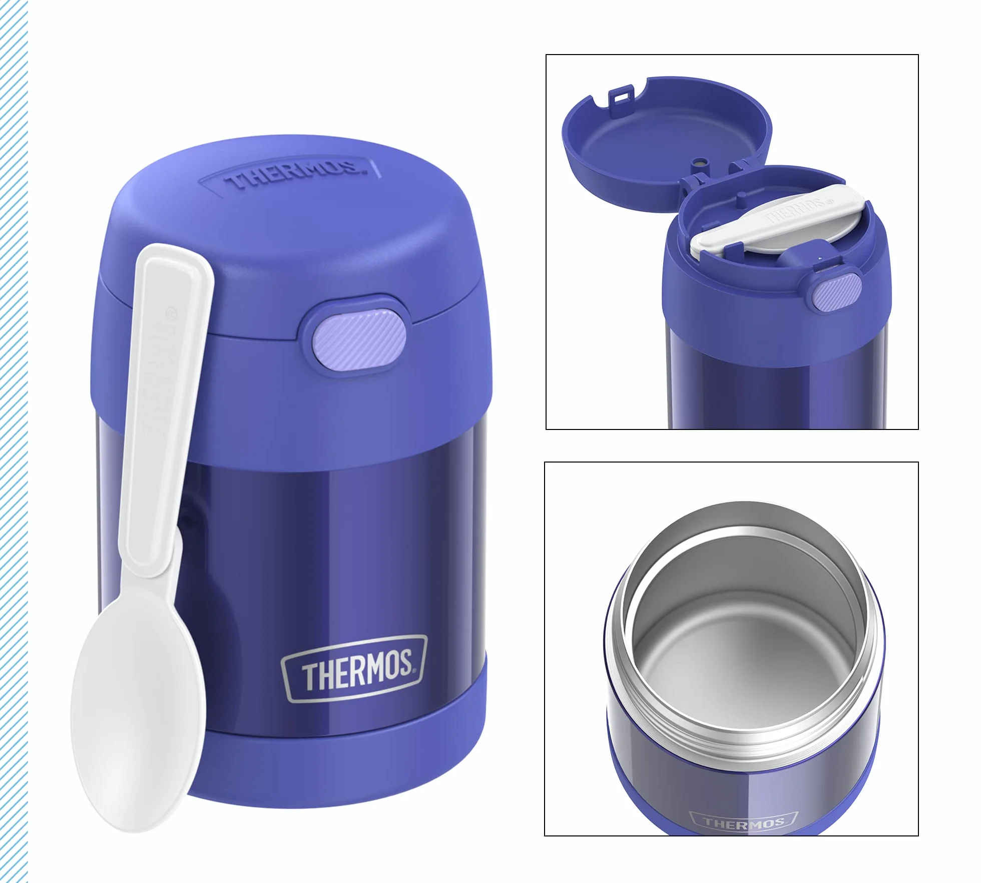 Thermos kids FUNTAINER FOOD JAR 0,30 l, fioletowy, pojemnik termiczny na jedzenie z łyżeczką dla dzieci, 5 h gorący/7 h zimny, absolutnie szczelny do zupy, musli, przerwy
