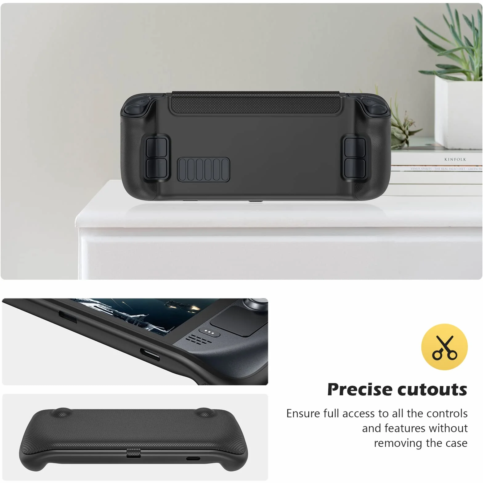 ProCase Etui na Steam Deck Flip Cover Kompatybilne z 7-Calowym Valve, Magnetyczne, Zdejmowane, Czarne