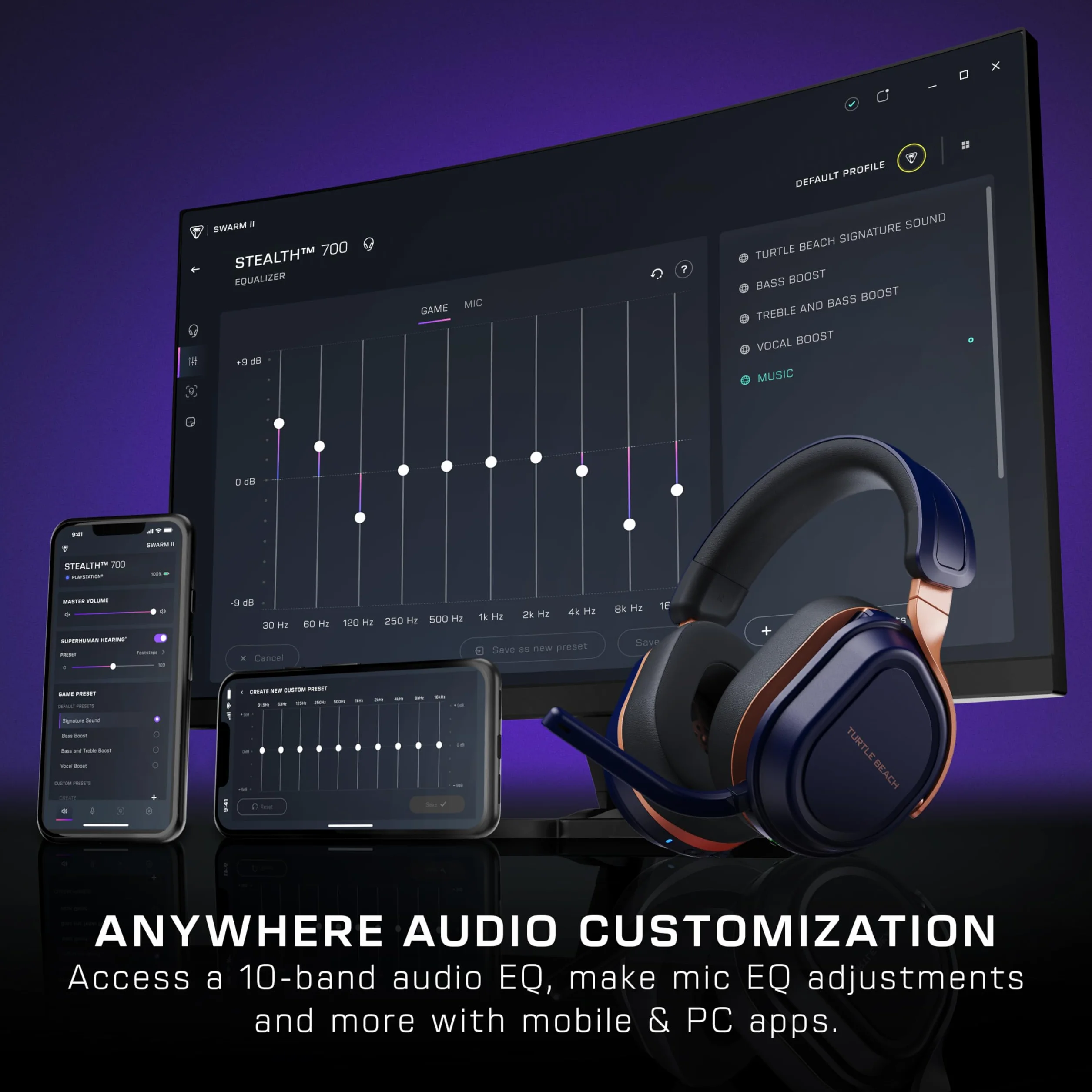 Turtle Beach Stealth 700 - Bezprzewodowe wieloplatformowe słuchawki gamingowe ze wzmocnieniem dźwięku do konsoli Xbox Series X|S, Xbox One, PC, PS5 i Mobile - Cobalt