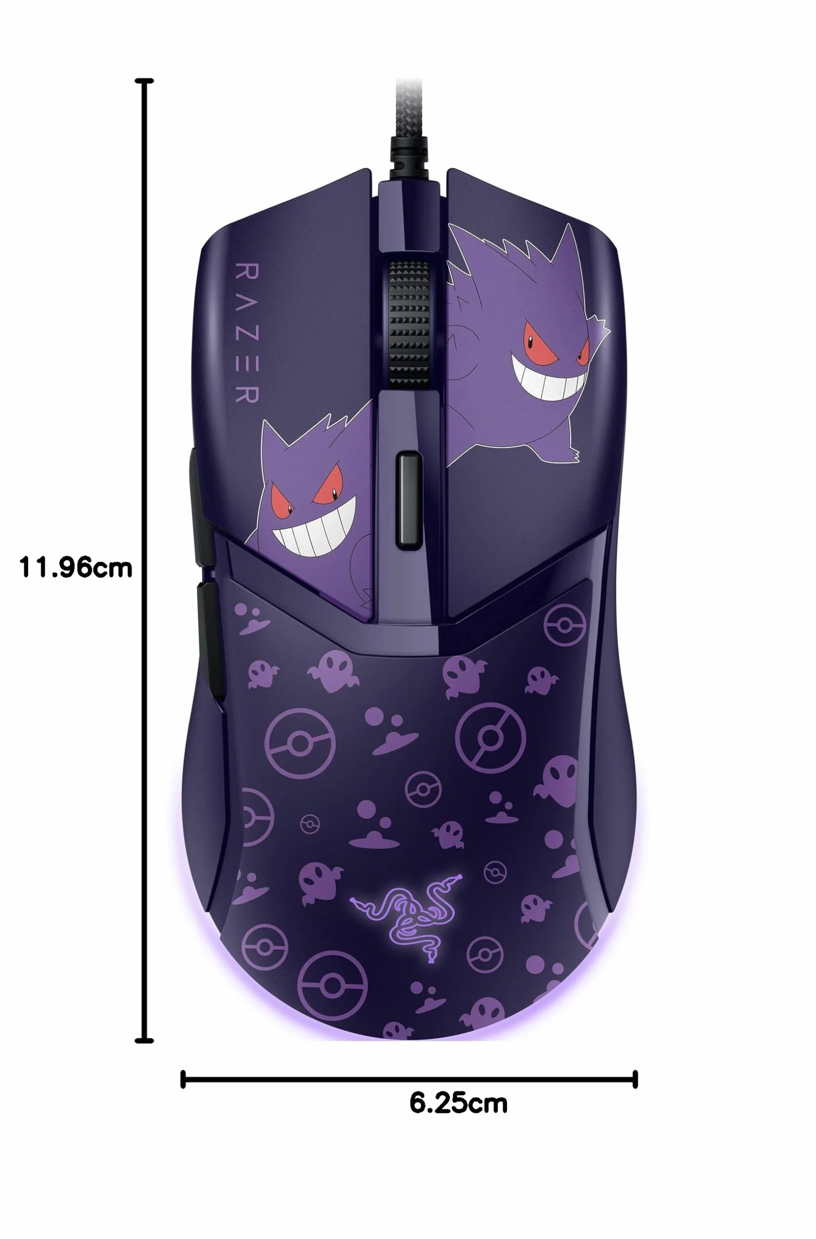 Razer Cobra Gengar Edition Przewodowa Mysz Do Gier 8500 DPI 58 g Przełączniki Optyczne Podświetlenie Chroma Kabel Speedflex PC/MAC Pokémon