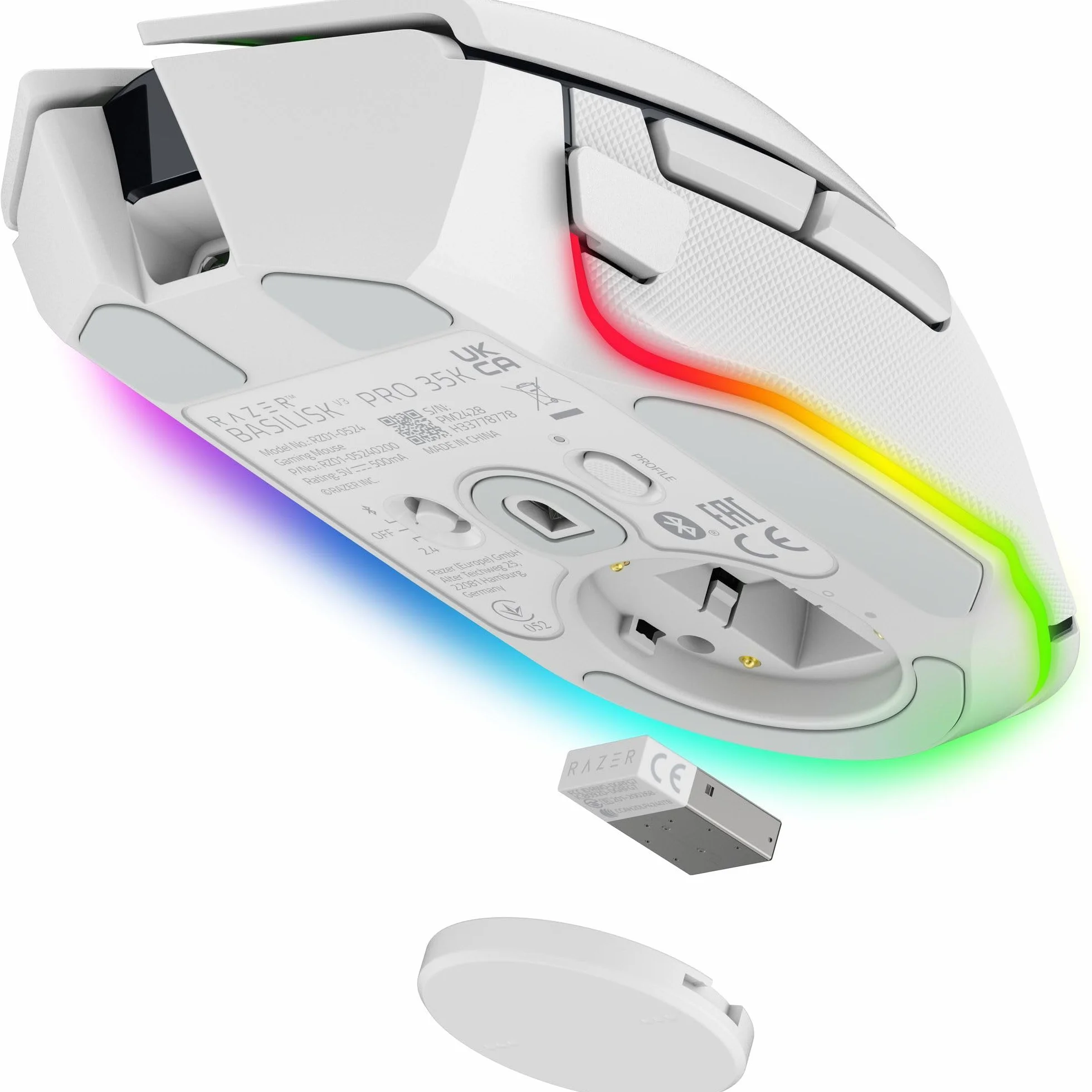 Razer Basilisk V3 Pro 35K Biała bezprzewodowa ergonomiczna mysz do gier z czujnikiem optycznym 35K