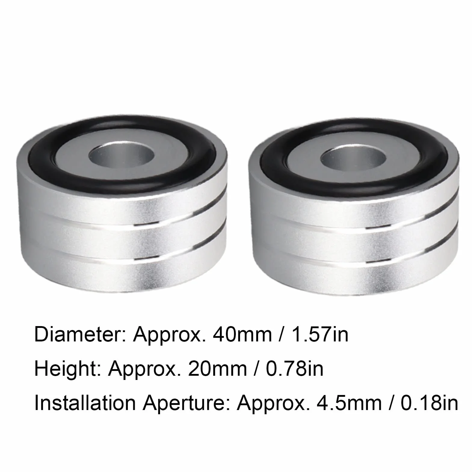 Głośnik Kolce Mata Bazowa, 4 szt. SP4010 Izolacja Głośnika ze Stopu Aluminium Spike Stojak na nóżkę do Wzmacniacza DAC Rejestrator Miernika (40x20mm/1,57x0,78 cala) (Srebro)