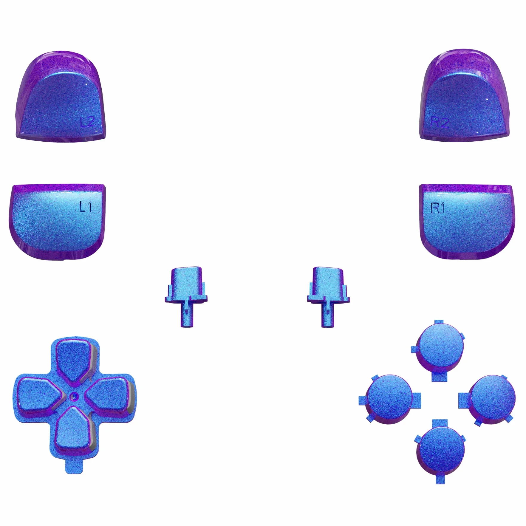 eXtremeRate Wymiana D-pad R1 L1 R2 L2 Wyzwalacze Opcje Udostępniania Przyciski Twarzy dla ps5 controller, Niestandardowe Przyciski Pełnego Zestawu Zestawy Naprawcze - Kameleon Fioletowy Niebieski